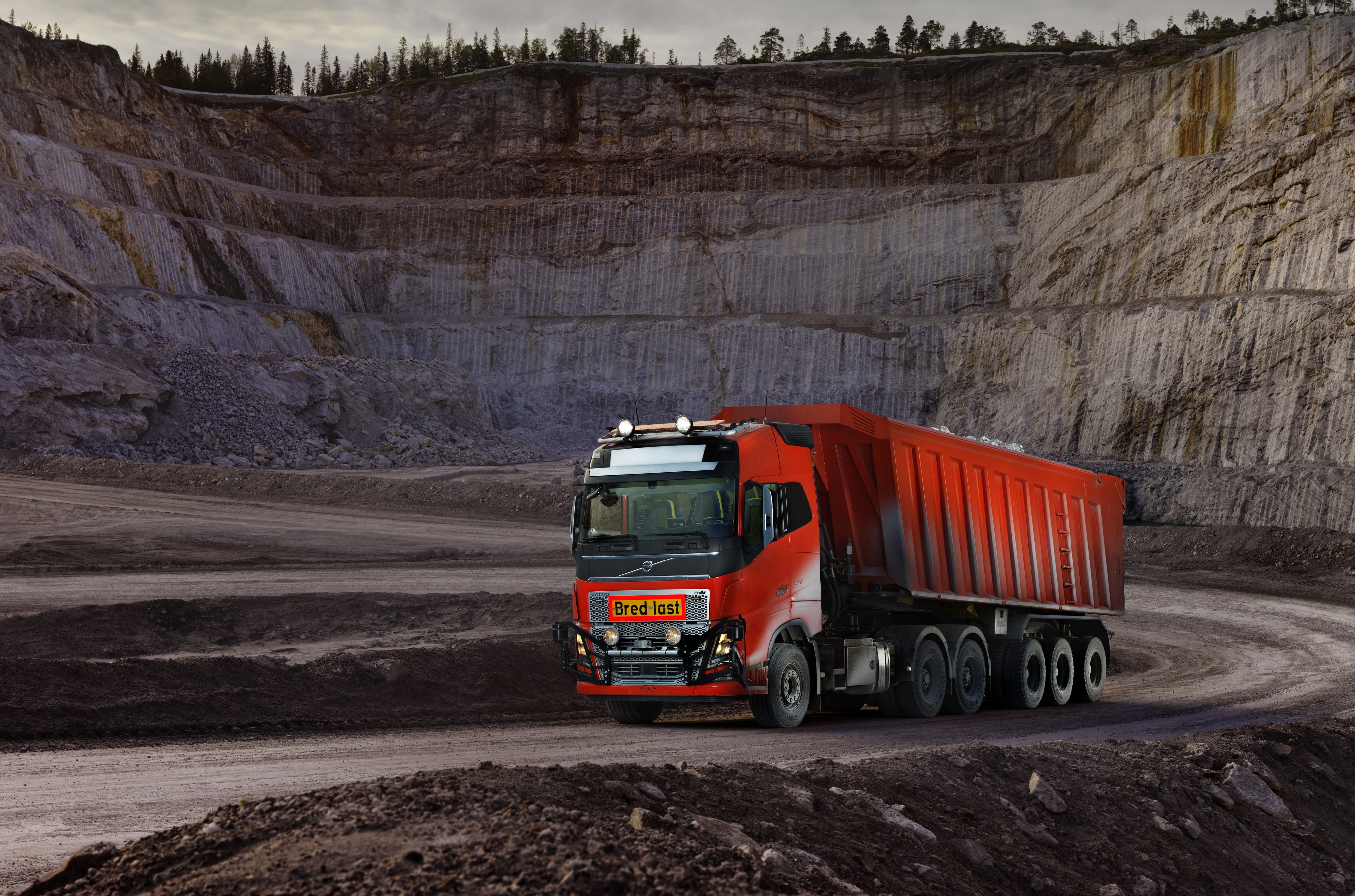 4K, triaxial, body, Volvo FH, quarry, Volvo, the trailer, tractor, HD Wallpaper