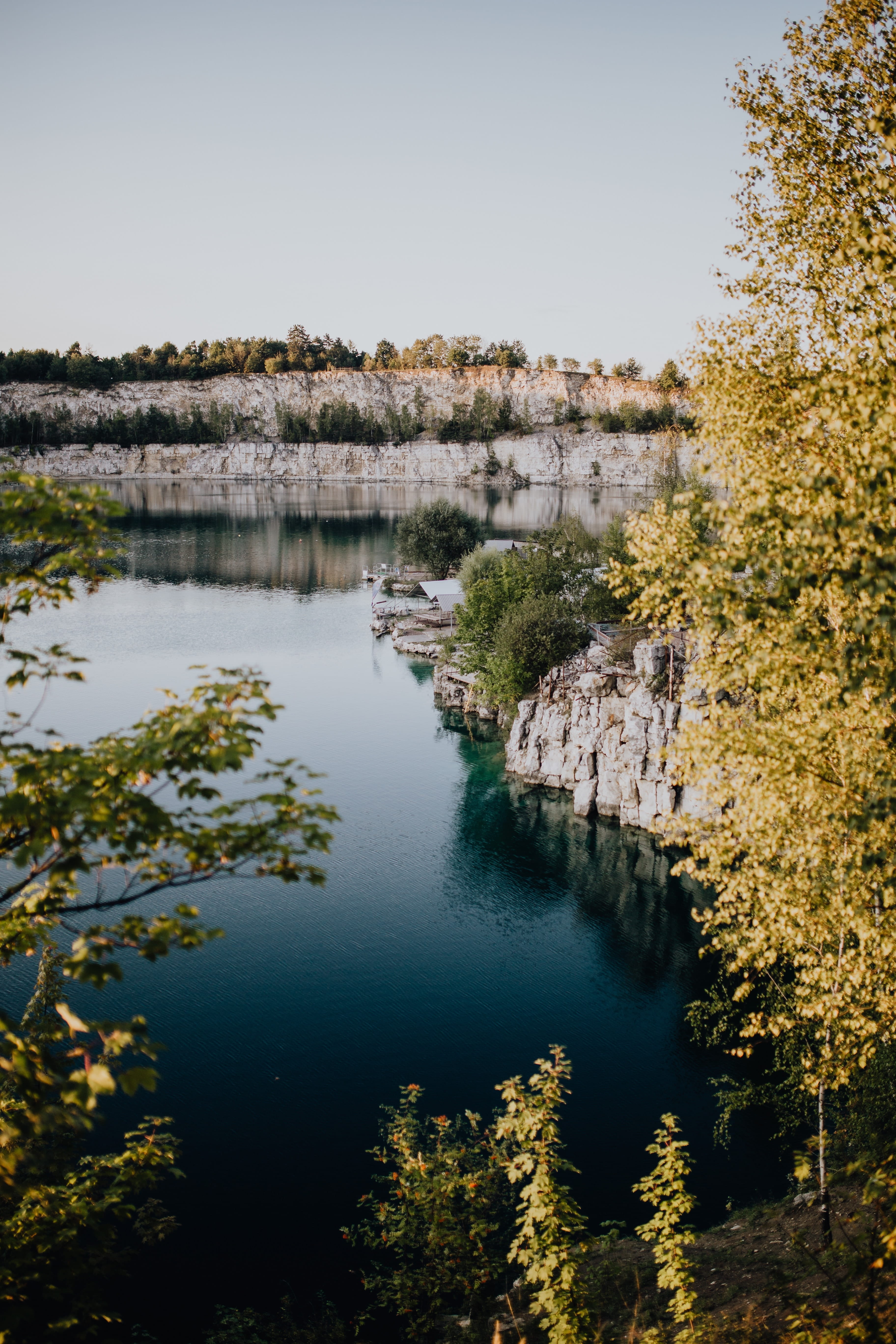 wek, cracow, limestone, tranquil scene, Poland, reflection, day, sky, idyllic, growth, plant, zakrz, old, waterscape, quarry, scenics - nature, beauty in nature, Phone HD Wallpaper