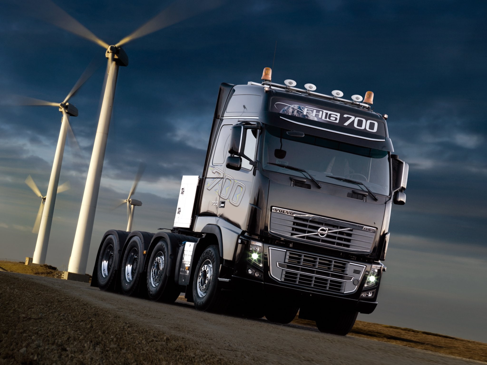 semi, 700, 1080P, volvo, 8x4, fh16, 2012, tractor, windmill, HD Wallpaper