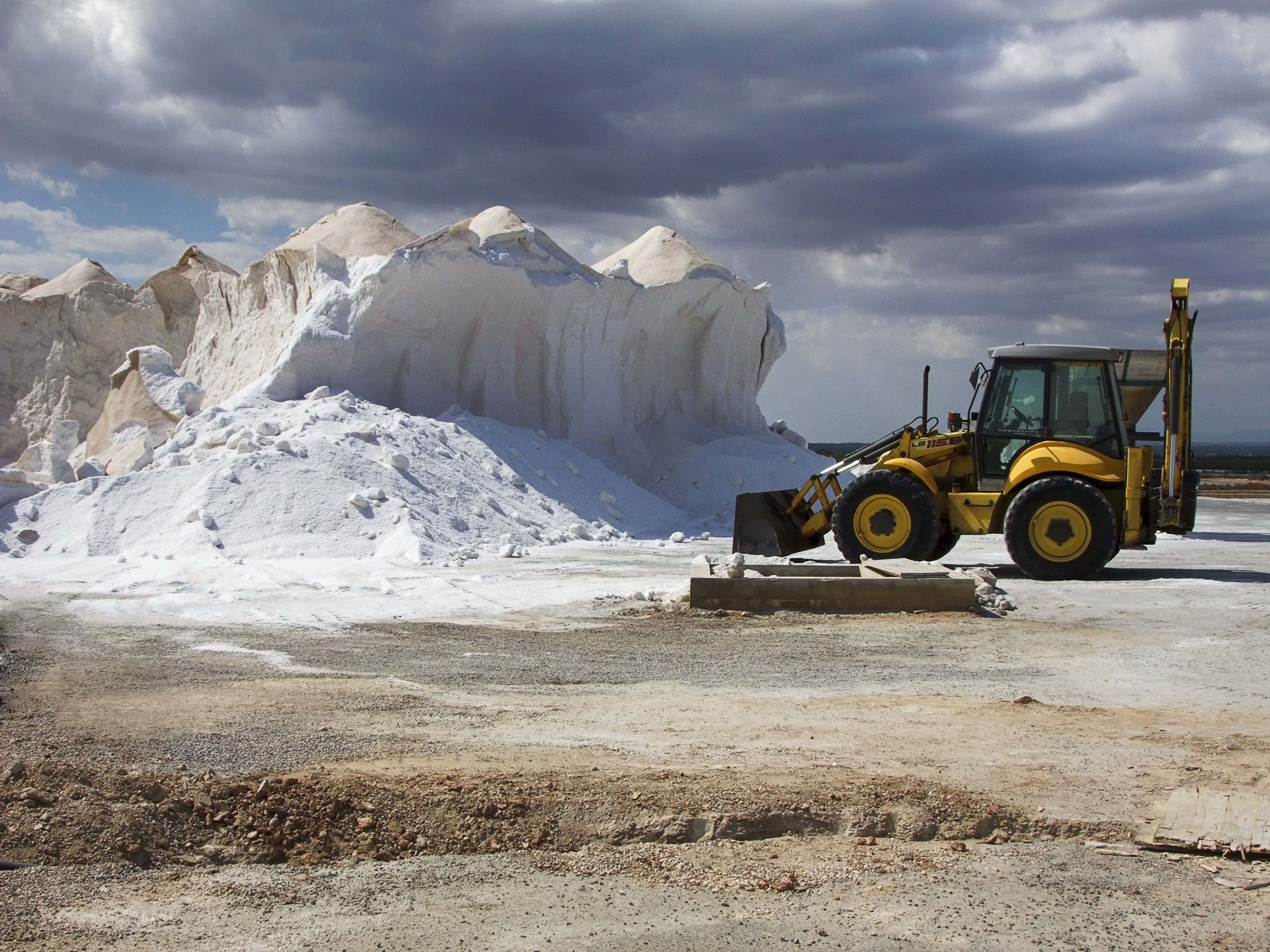 near, industry, snowcapped mountain, landscape, tractor, outdoors, construction machinery, cold temperature, transportation, environment, water, ice, rock, HD Wallpaper