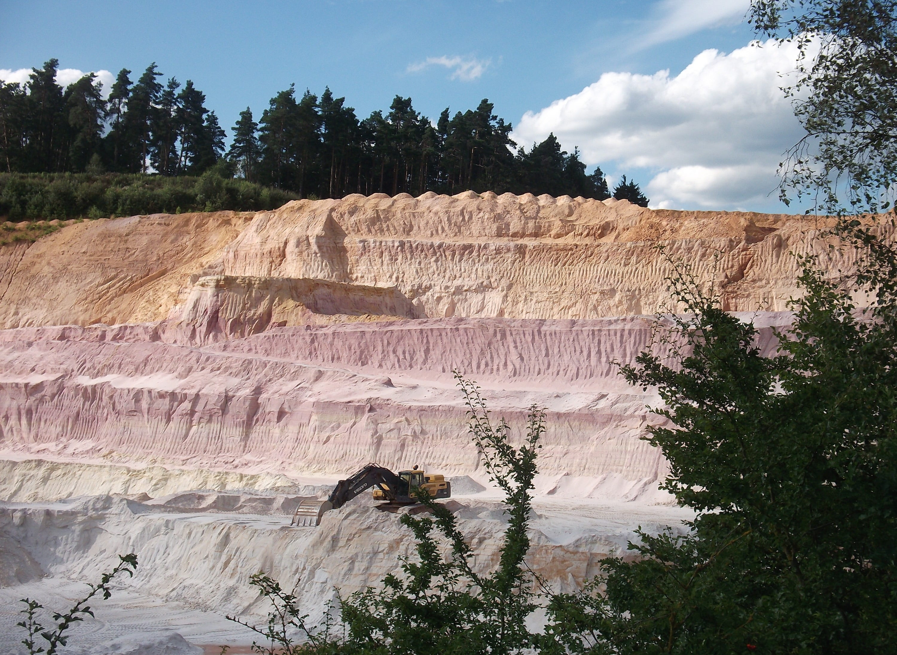 environment, travel destinations, day, tranquil scene, sandpit, outdoors, removal, rock, sky, tranquility, color layers, 2K, nature, power in nature, excavators, HD Wallpaper
