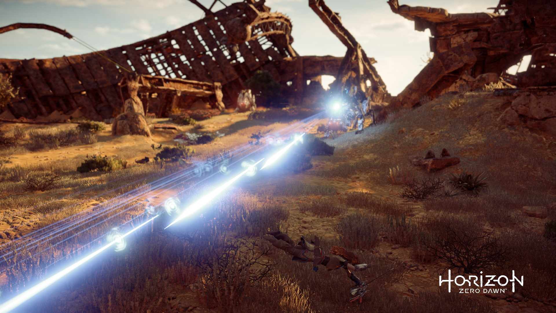illuminated, environment, nature, mining, construction industry, plant, sunlight, Aloy (Horizon: Zero Dawn), day, mech, no people, sky, quarry, Horizon: Zero Dawn, HD Wallpaper