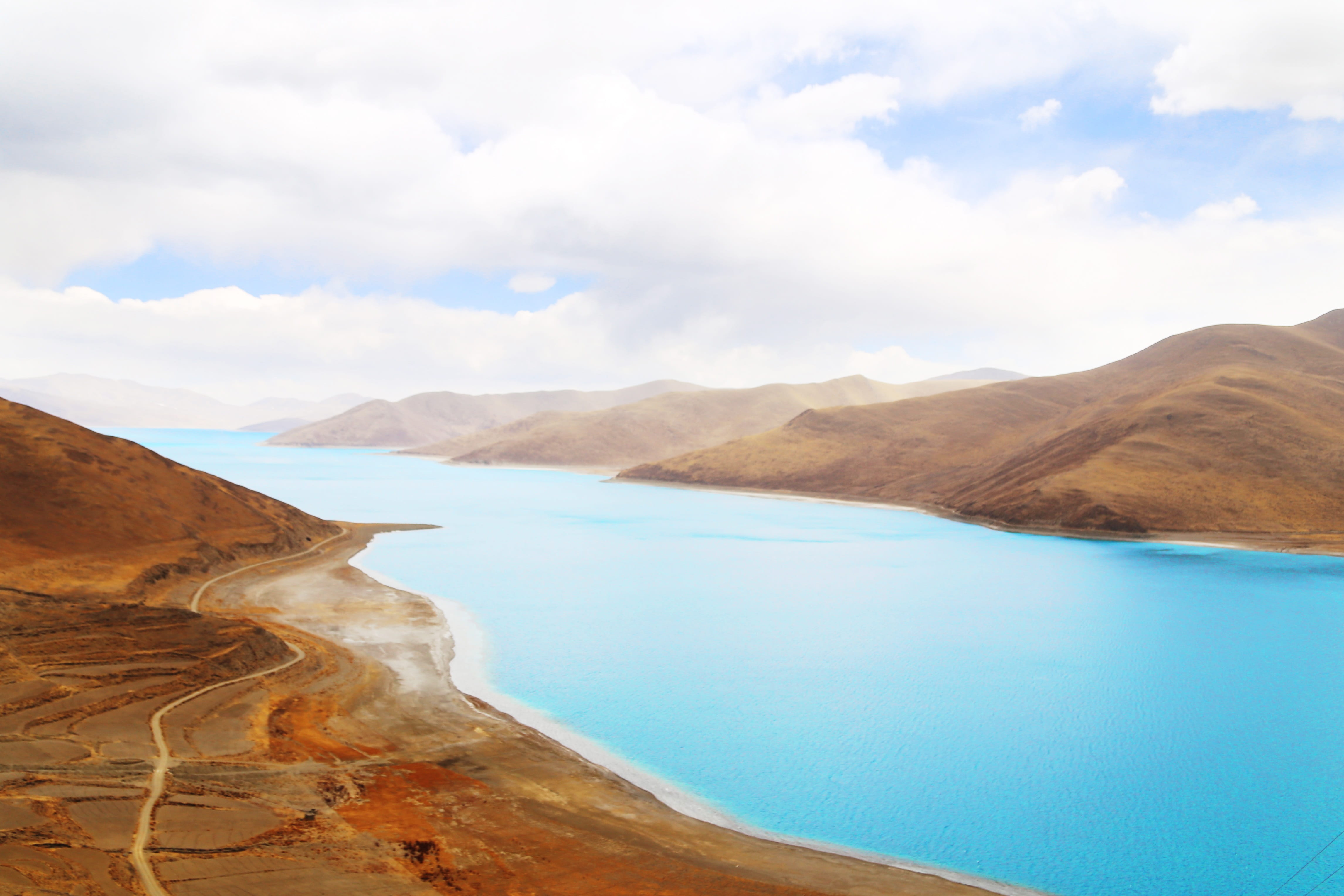 travel destinations, beauty in nature, environment, blue, yanghu, outdoors, scenics - nature, landscape, power in nature, Tibet, idyllic, nature, mountain range, HD Wallpaper
