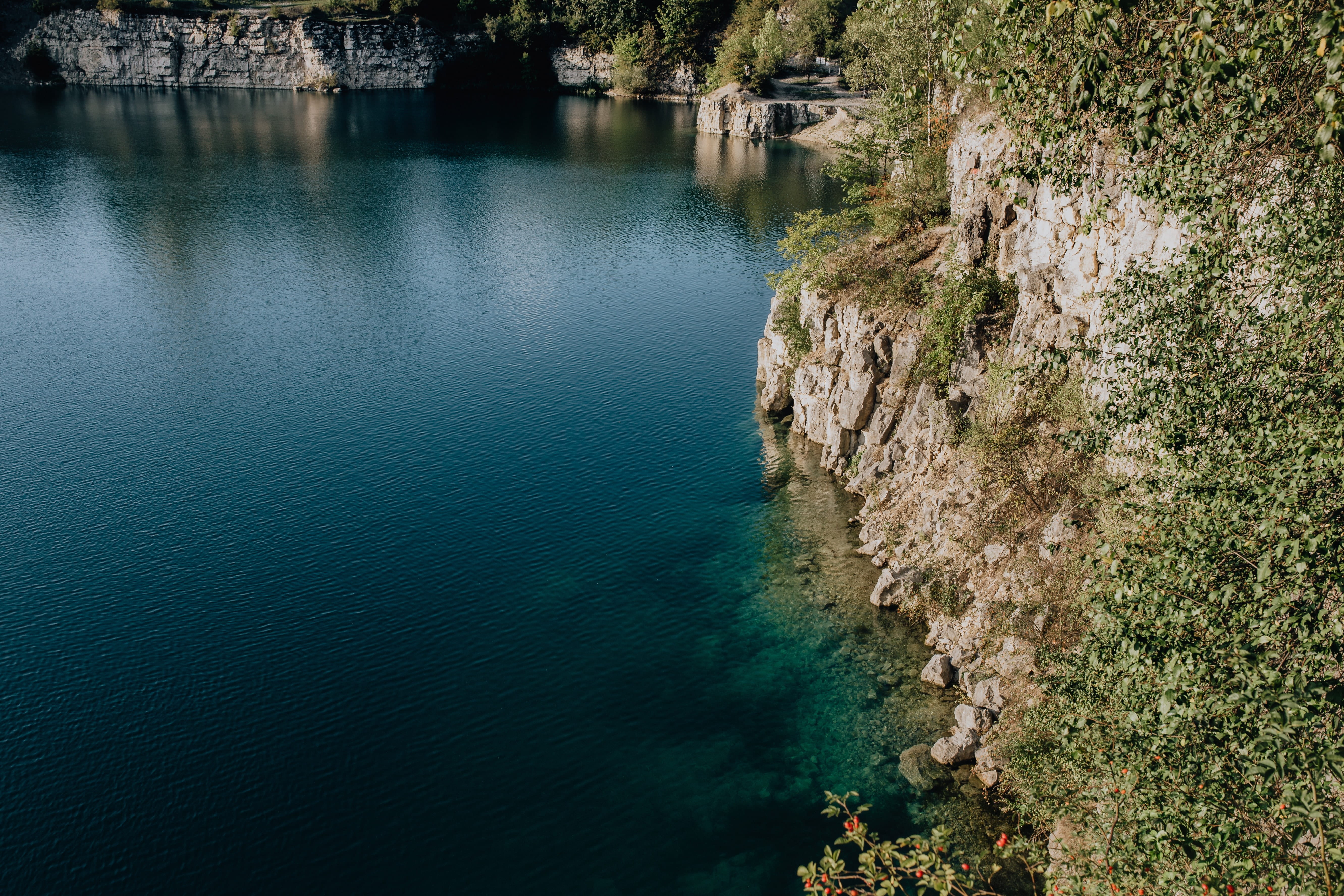Poland, idyllic, outdoors, plant, nature, 5K, tranquil scene, cliff, beauty in nature, krakow, flooded, non-urban scene, high angle view, rocks, quarry, HD Wallpaper