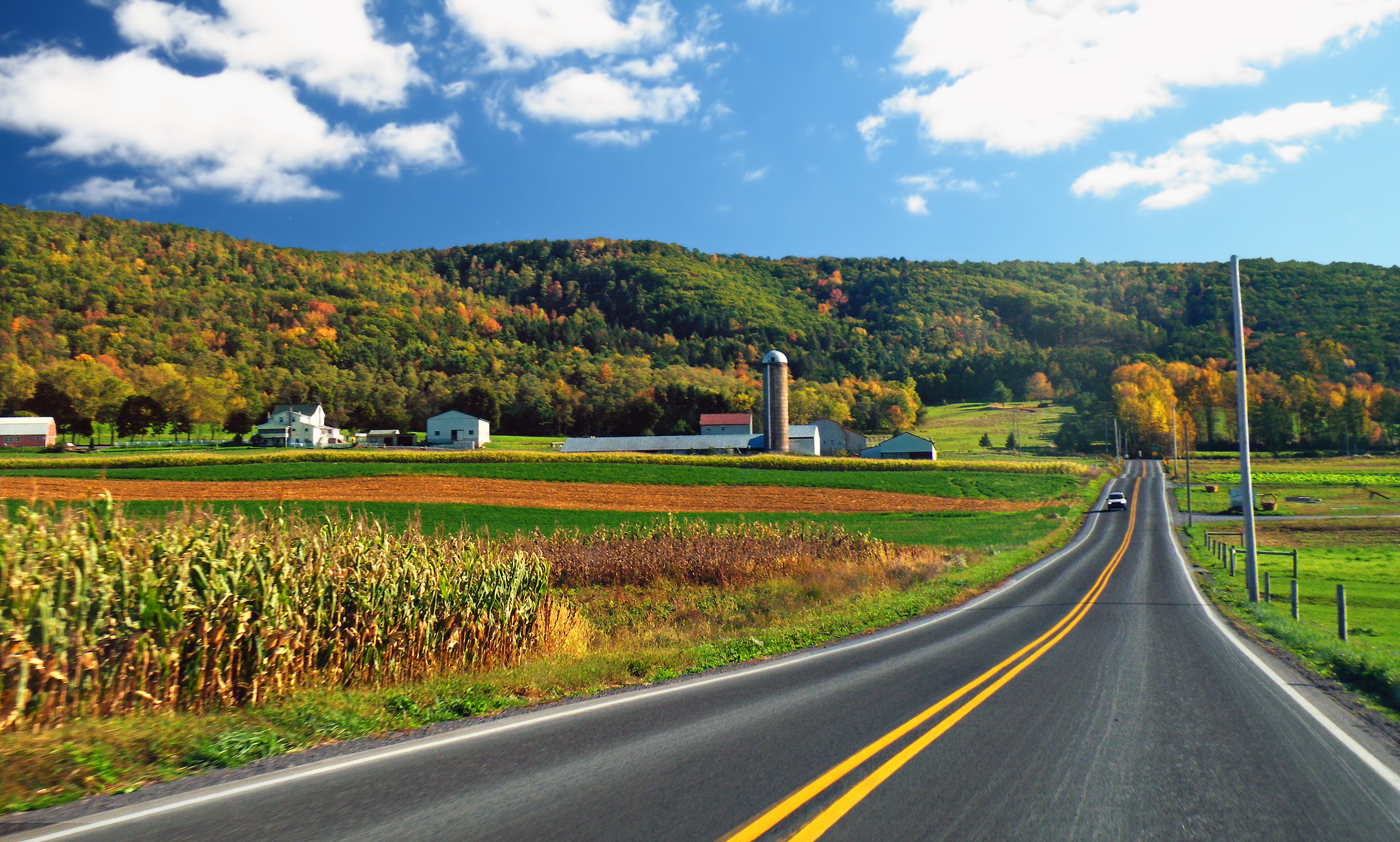 nature, PA-477, Pennsylvania, grass, green, Appalachian Mountains, travel, farms, Route 477, clouds, landscape, Sugar Valley, Greene Township, concrete, HD Wallpaper