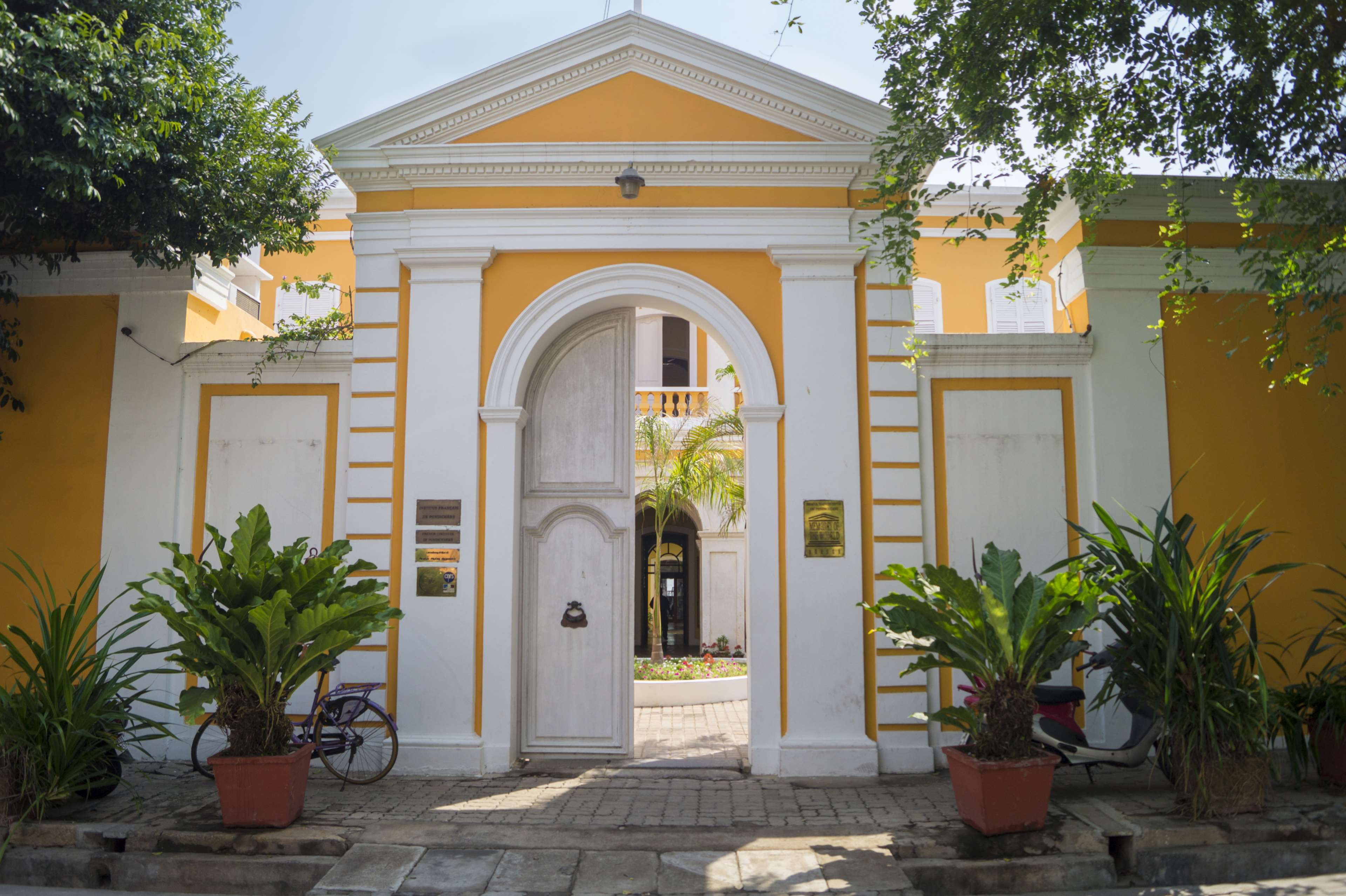 french, outdoors, door, architecture, french university, window, pondy, orange, stockified, built structure, bvkiran, plant, india, no people, entrance, HD Wallpaper
