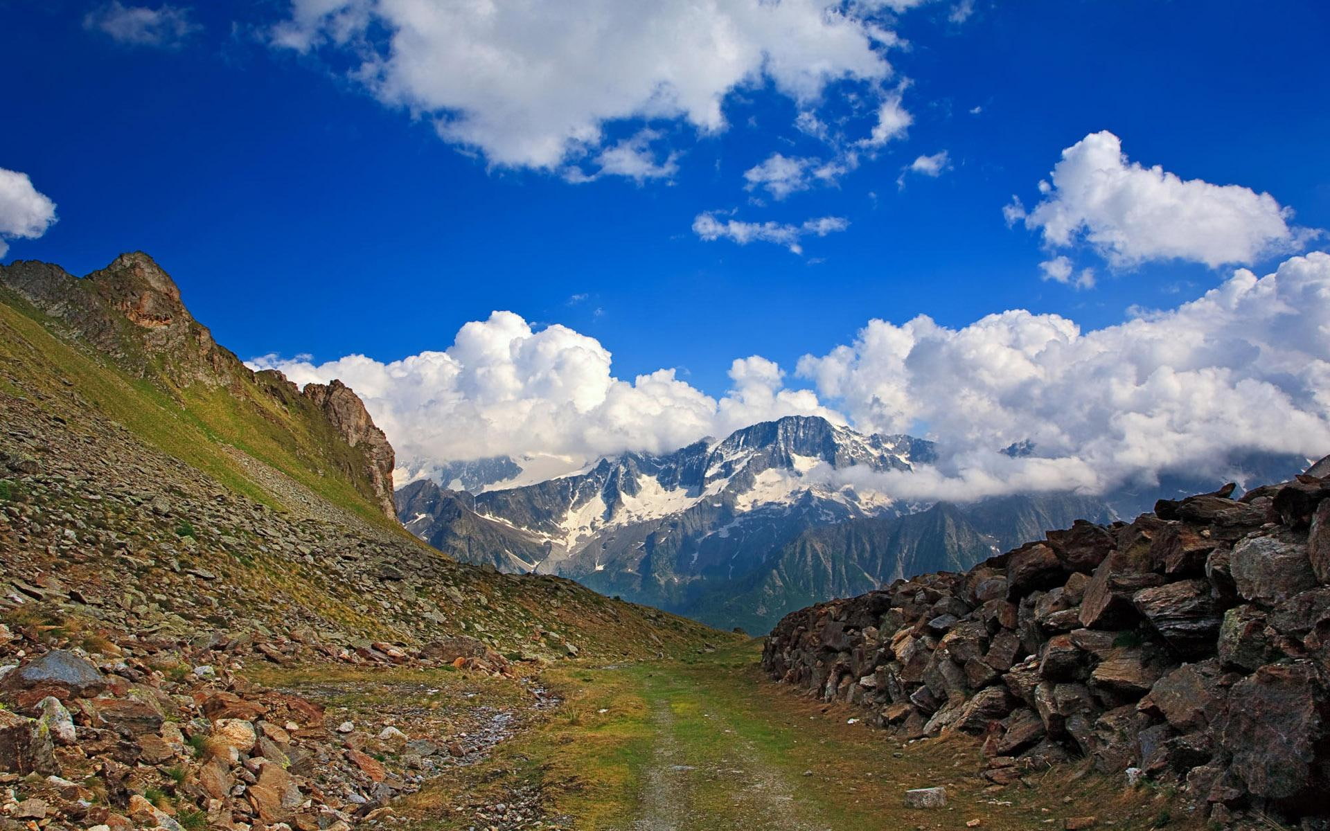 clouds, lscapes, amazing, landscapes, 3d and abstract, 1080P, mountain, nimbus, alp, HD Wallpaper