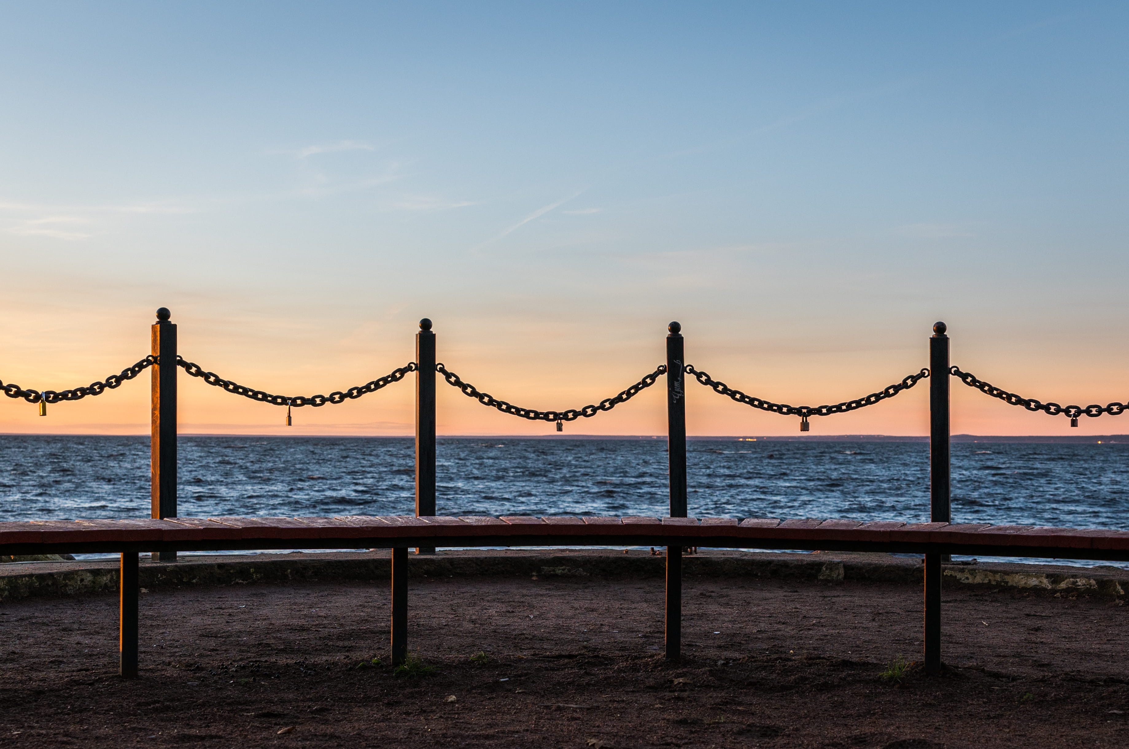 landscape, sky, no people, outdoors, four, metal, 2K, vacation, horizon over water, ocean, scenics - nature, poles, pier, sea, built structure, link, tourism, HD Wallpaper