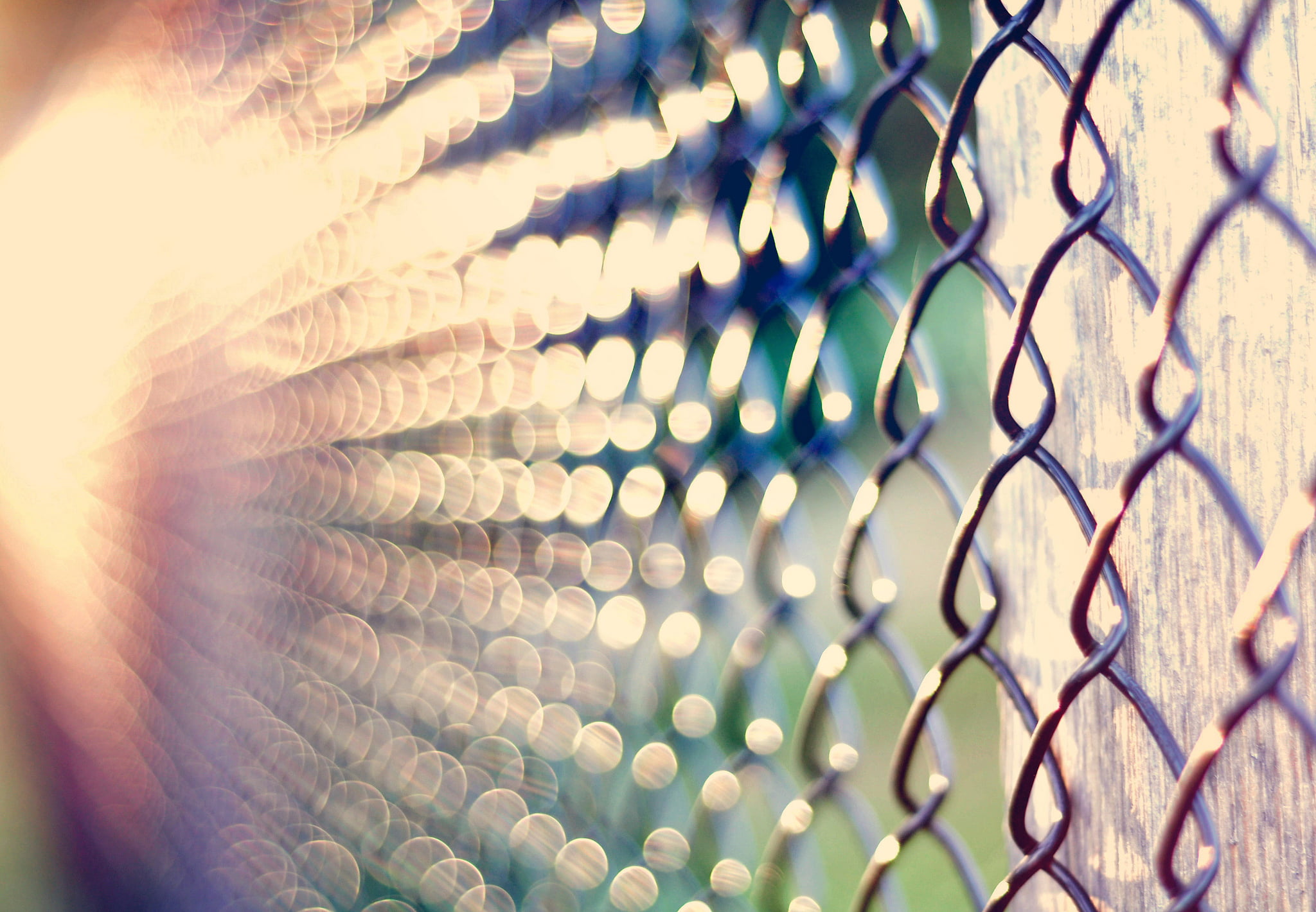 fence, metal, light, close-up, sunlight, bokeh, macro, chain, security, no people, day, chainlink fence, repetition, outdoors, protection, barrier, pattern, HD Wallpaper