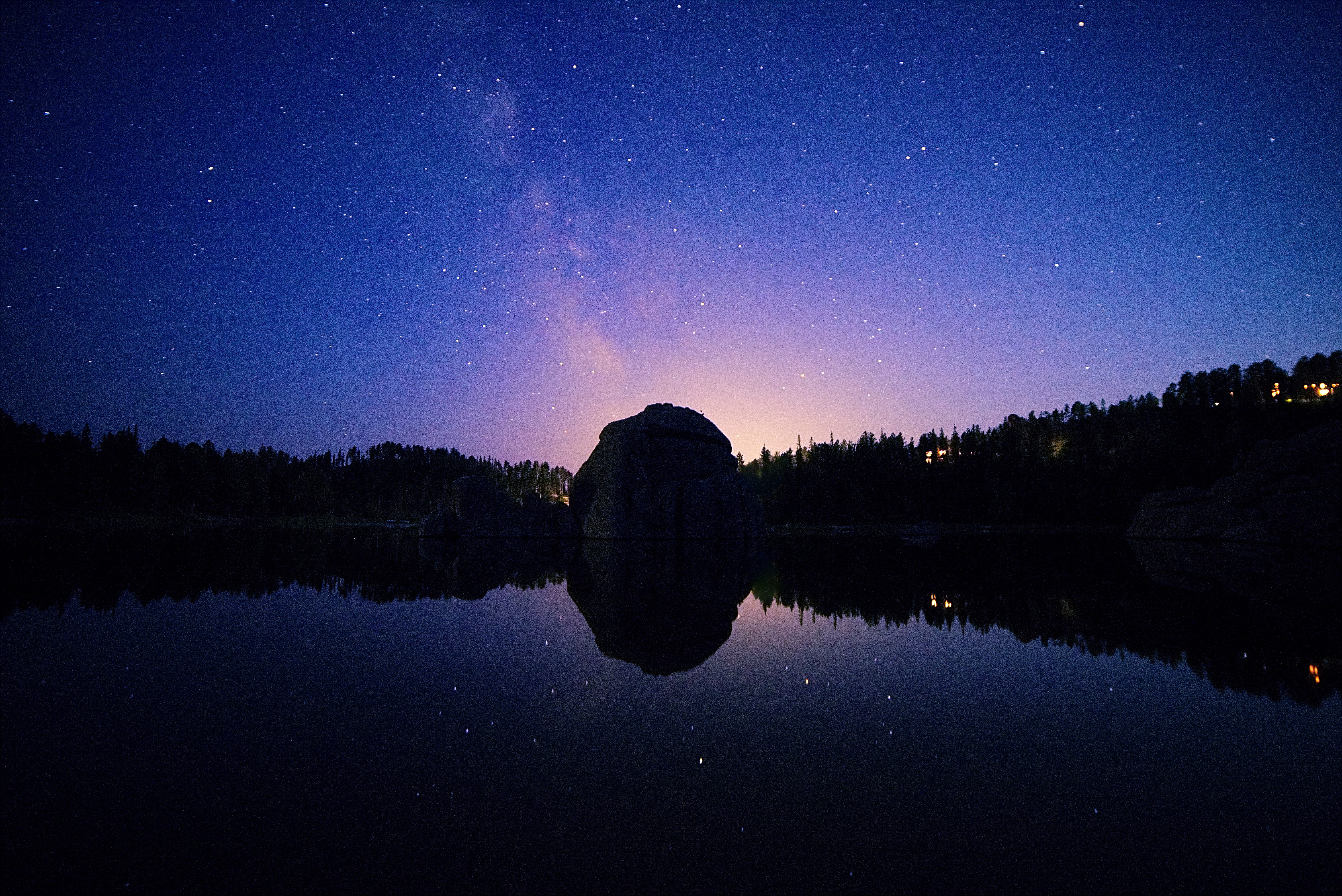 milky way, gray, astronomy, constellation, nighttime, beauty in nature, silhouette, space, star, nature, water, lake, mountain, night, 5K, tranquility, HD Wallpaper