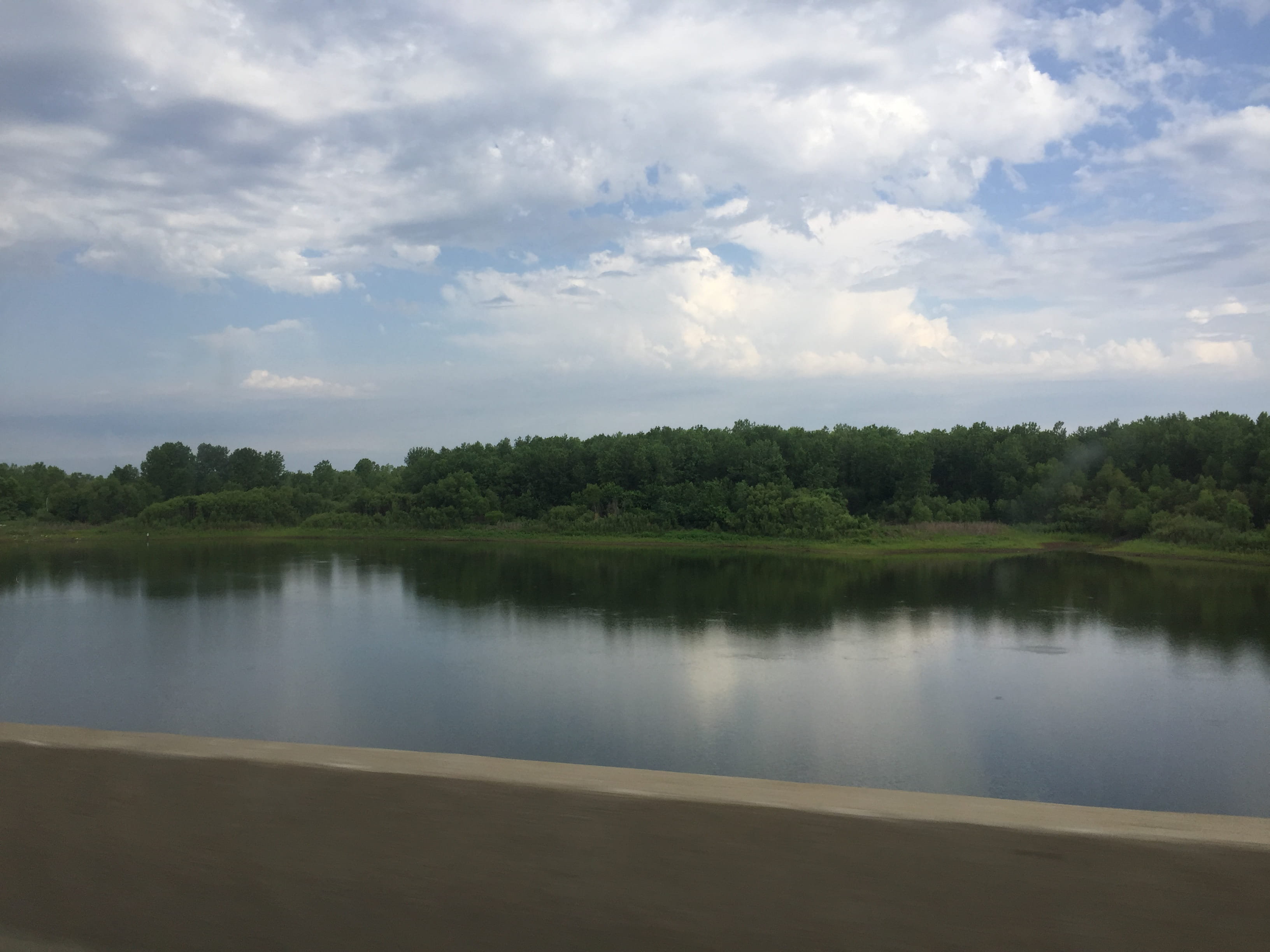 lake, clouds, day, no people, tranquility, beauty in nature, i-70, cloud - sky, idyllic, growth, non-urban scene, tranquil scene, reflection, tree, missouri river, HD Wallpaper