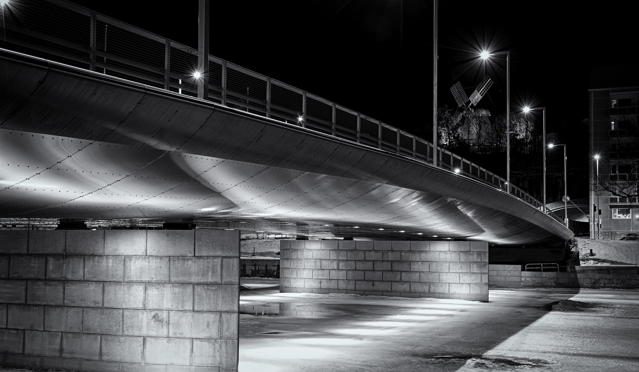 sky, evening, car, architectural column, transport, street, connection, urban, street light, railing, steel, no people, frozen, finland, cityscape, bridge, HD Wallpaper