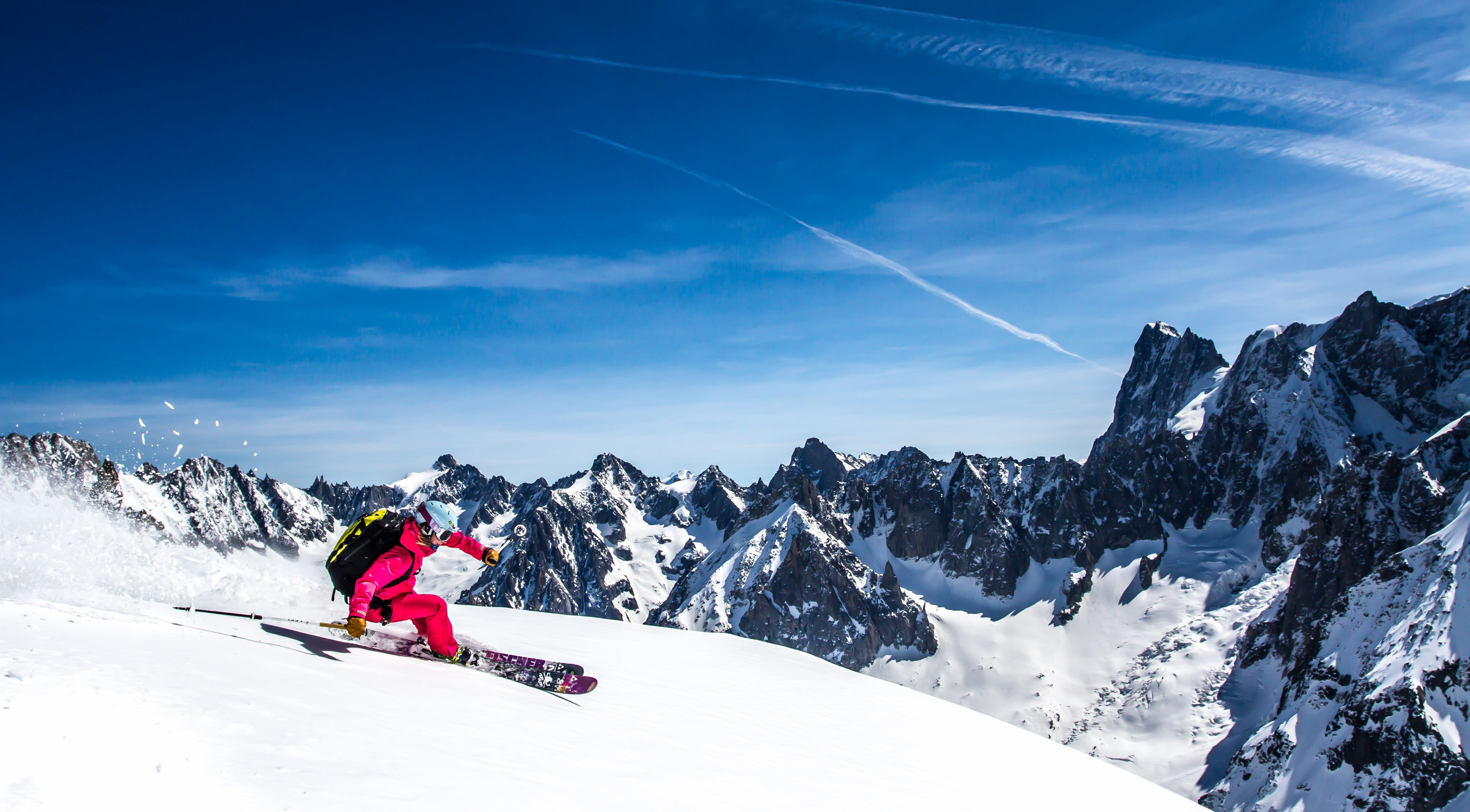 skiers, mountains, snow, 5K, HD Wallpaper