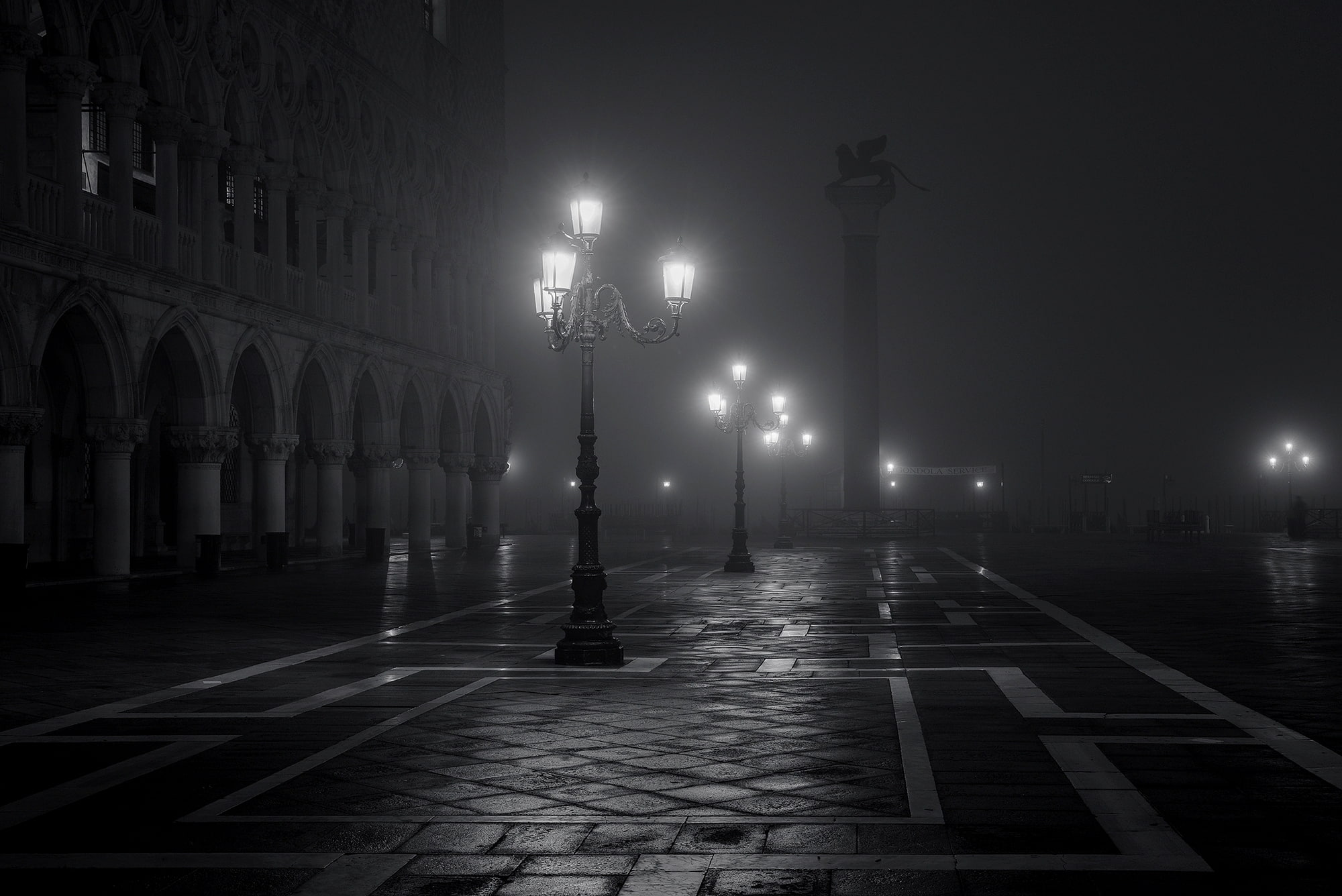 light - Natural Phenomenon, night, light, road marking, europe, travel, 1080P, history, illuminated, cityscape, absence, building exterior, street, black and white, HD Wallpaper