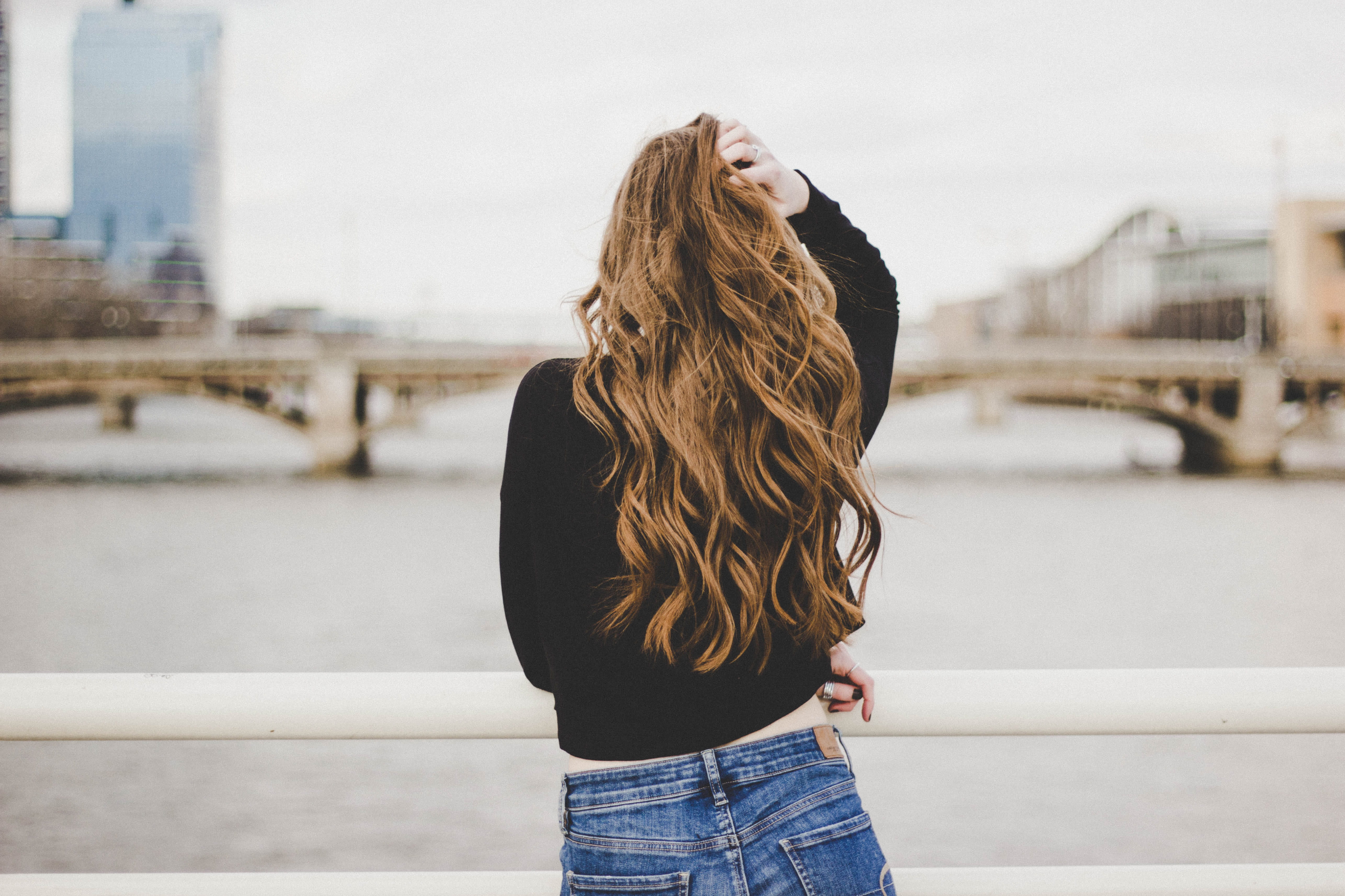 young adult, black, outside, adult, architecture, looking out, brown hair, hair, view, young women, beautiful woman, standing, city scape, explore, facing, HD Wallpaper
