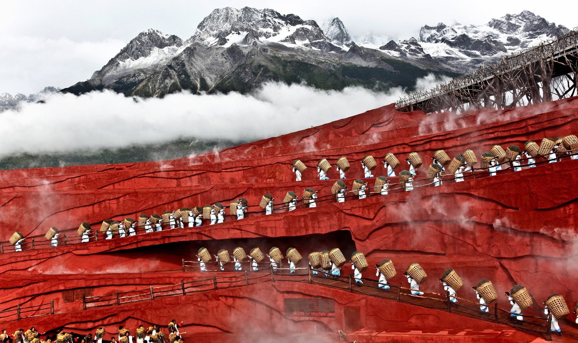 red, China, people, 1080P, mountains, HD Wallpaper