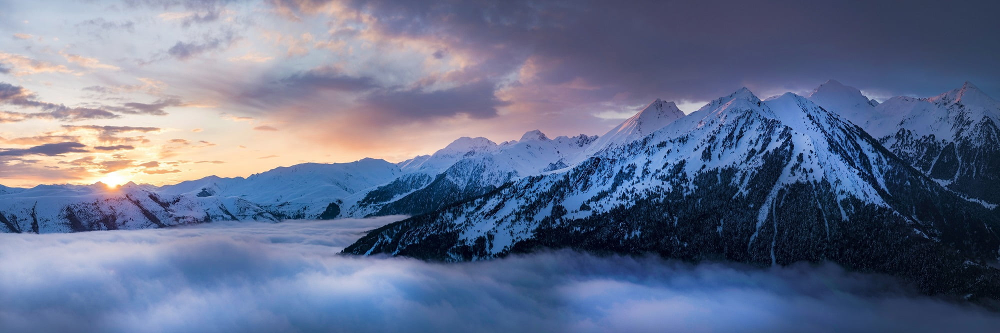 d, neige, Lary, Panorama, sunrise, Snowy mountain, day, scenics, France, mountain Range, Pla dAdet, european Alps, 1080P, winter, adet, pla, View, nature, HD Wallpaper