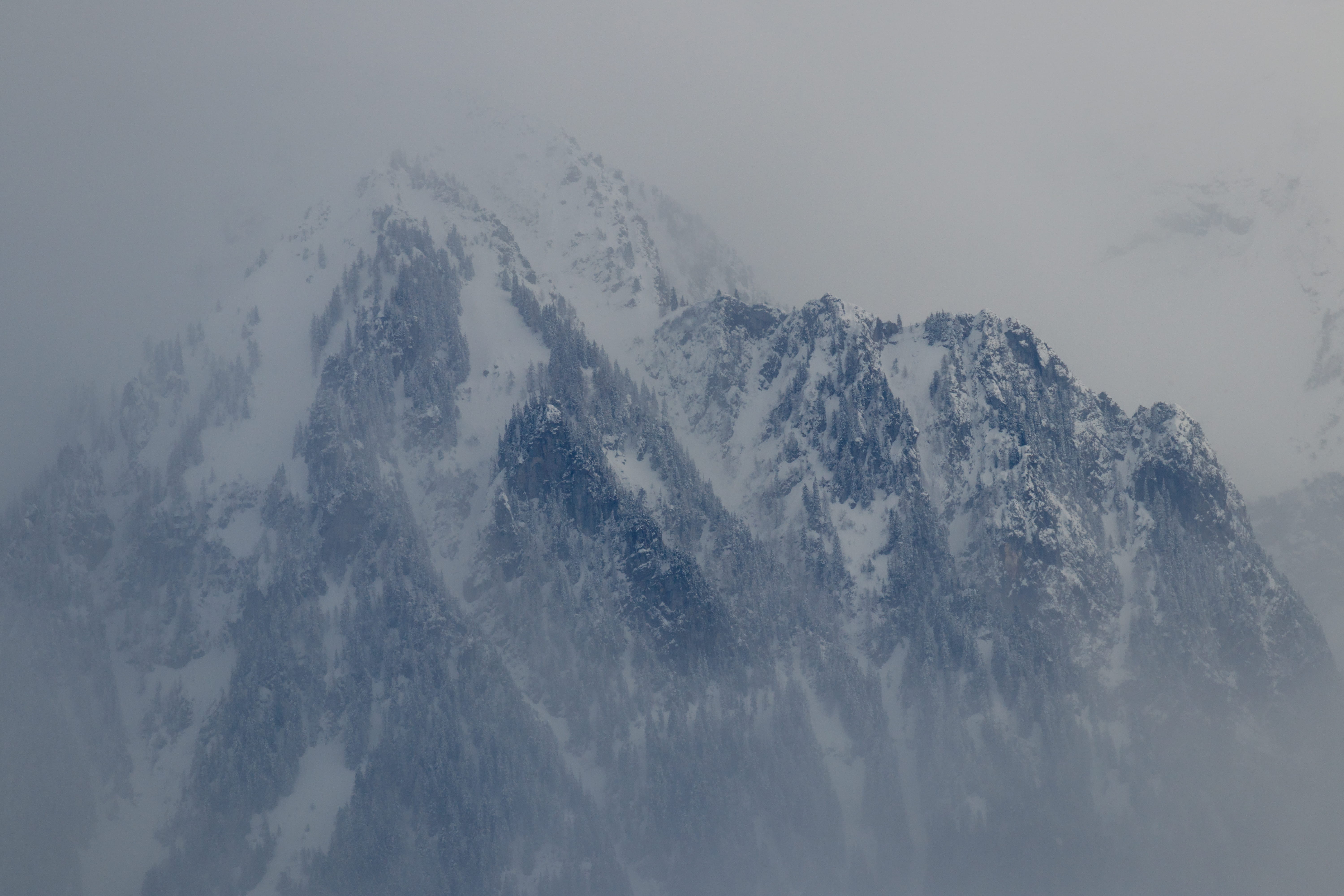 rocky, clouds, outdoors, 5K, alps, fog, tree, snowcapped mountain, no people, hang, non-urban scene, winter, nature, beauty in nature, cold temperature, HD Wallpaper