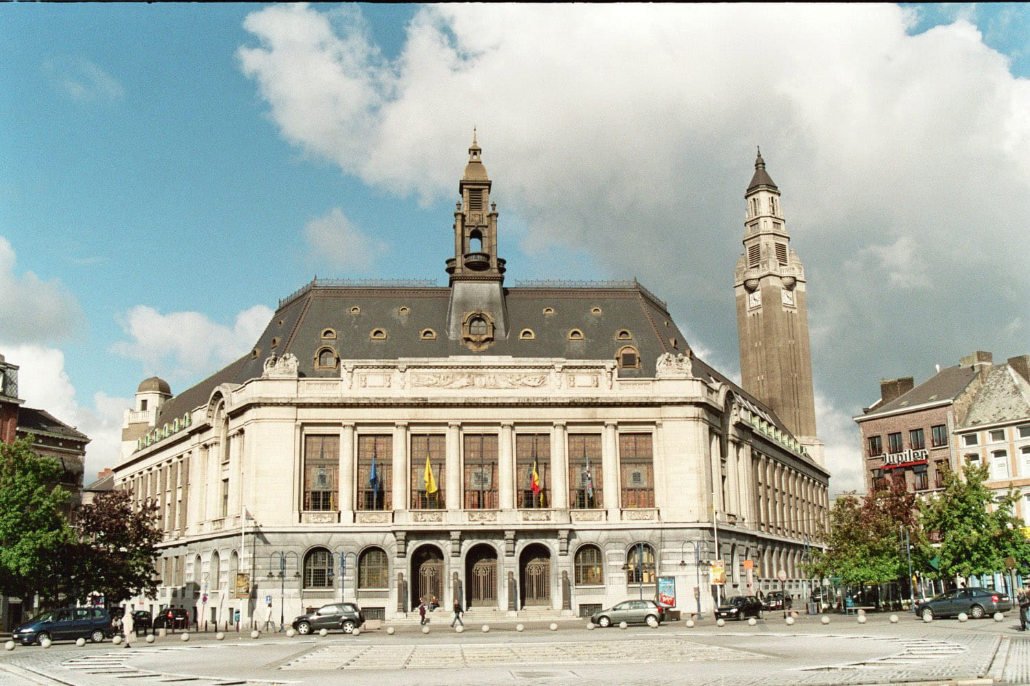 building, city, the past, hall, day, public domain, cloud - sky, architecture, arch, city hall, street, urban Scene, facade, Belgium, town, travel Destinations, HD Wallpaper