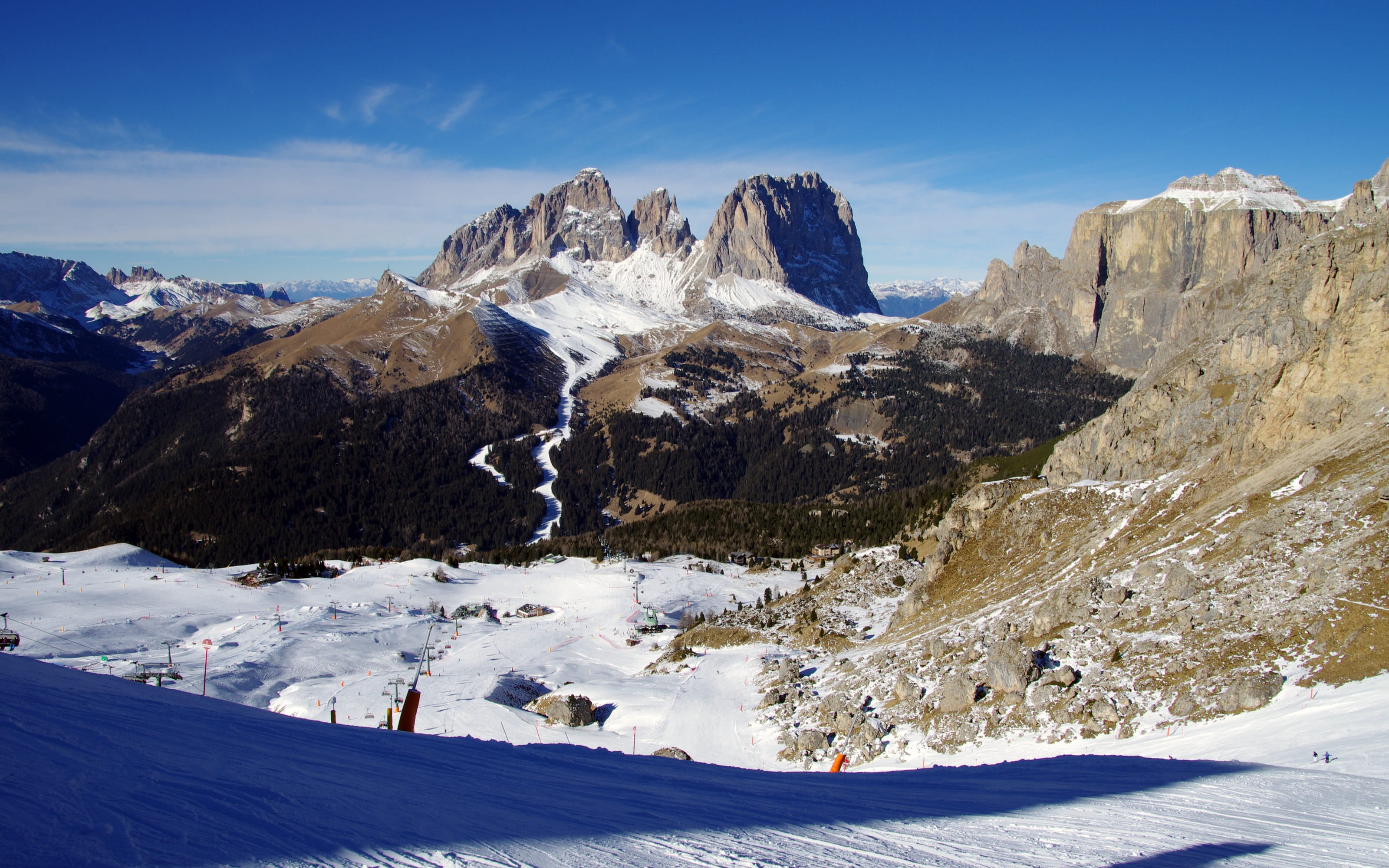 snowcapped mountain, snow, 2K, sport, skiing, Arabba, cold temperature, mountain, Dolomites, day, activity, mountains, alps, padon, tranquil scene, scenics - nature, HD Wallpaper