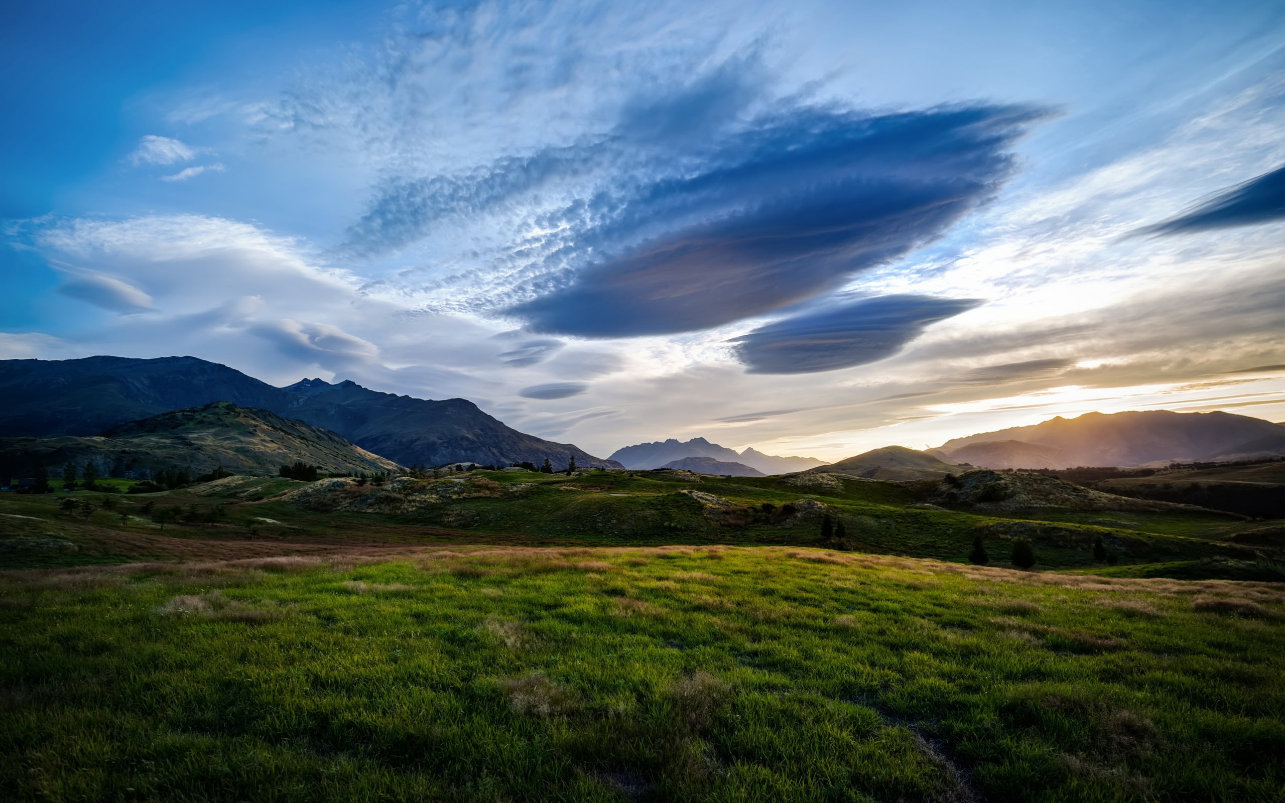 Dusk, Zealand, Blue, Queenstown, landscape, 2K, Valley, Sky, photo, Fields, New, HD Wallpaper