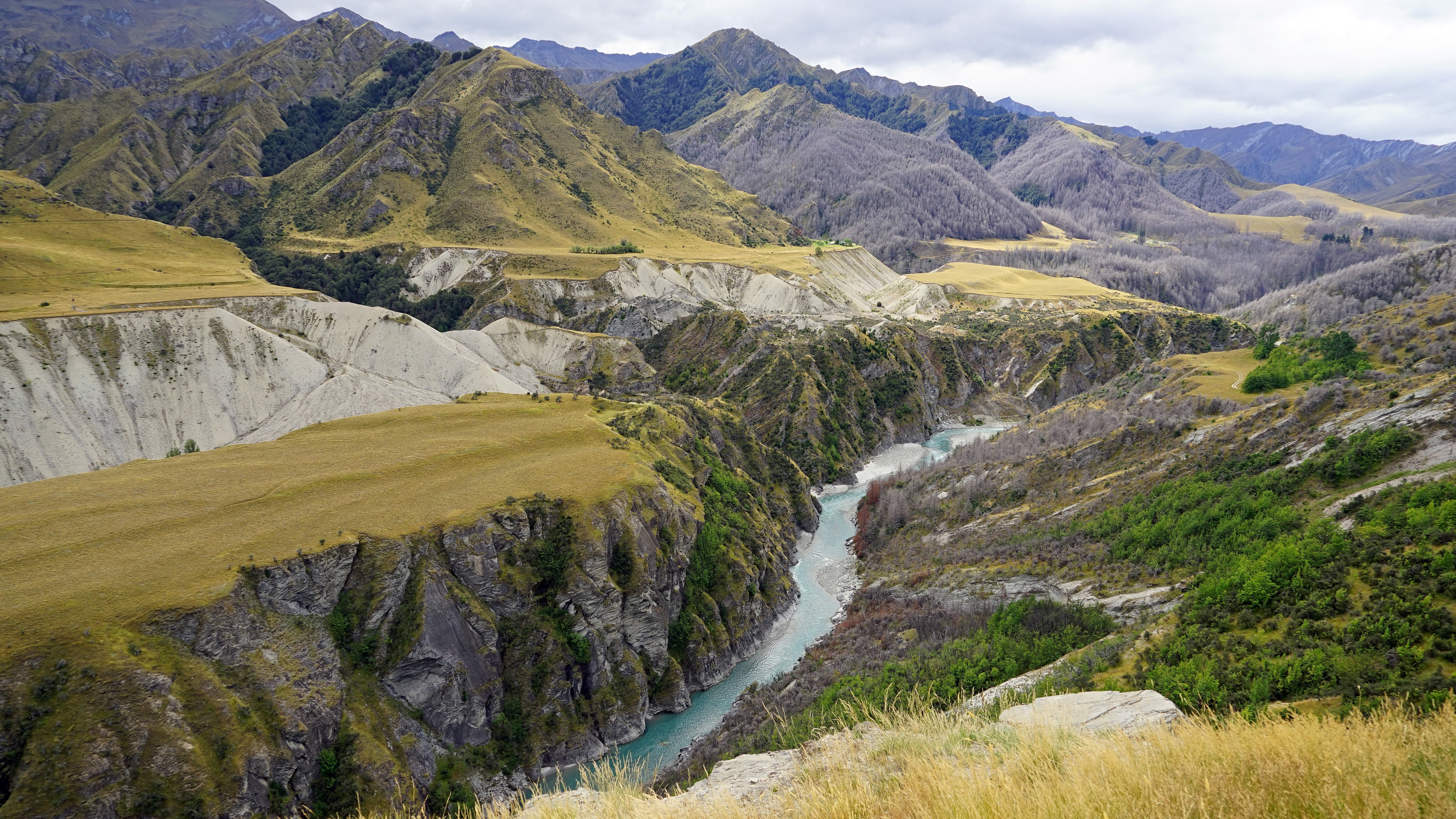 nature, 5K, mountain range, autumn, gray, scenics - nature, tree, wilderness, cloud - sky, plant, rock, mountain, new zealand, sky, skippers canyon, outdoors, HD Wallpaper