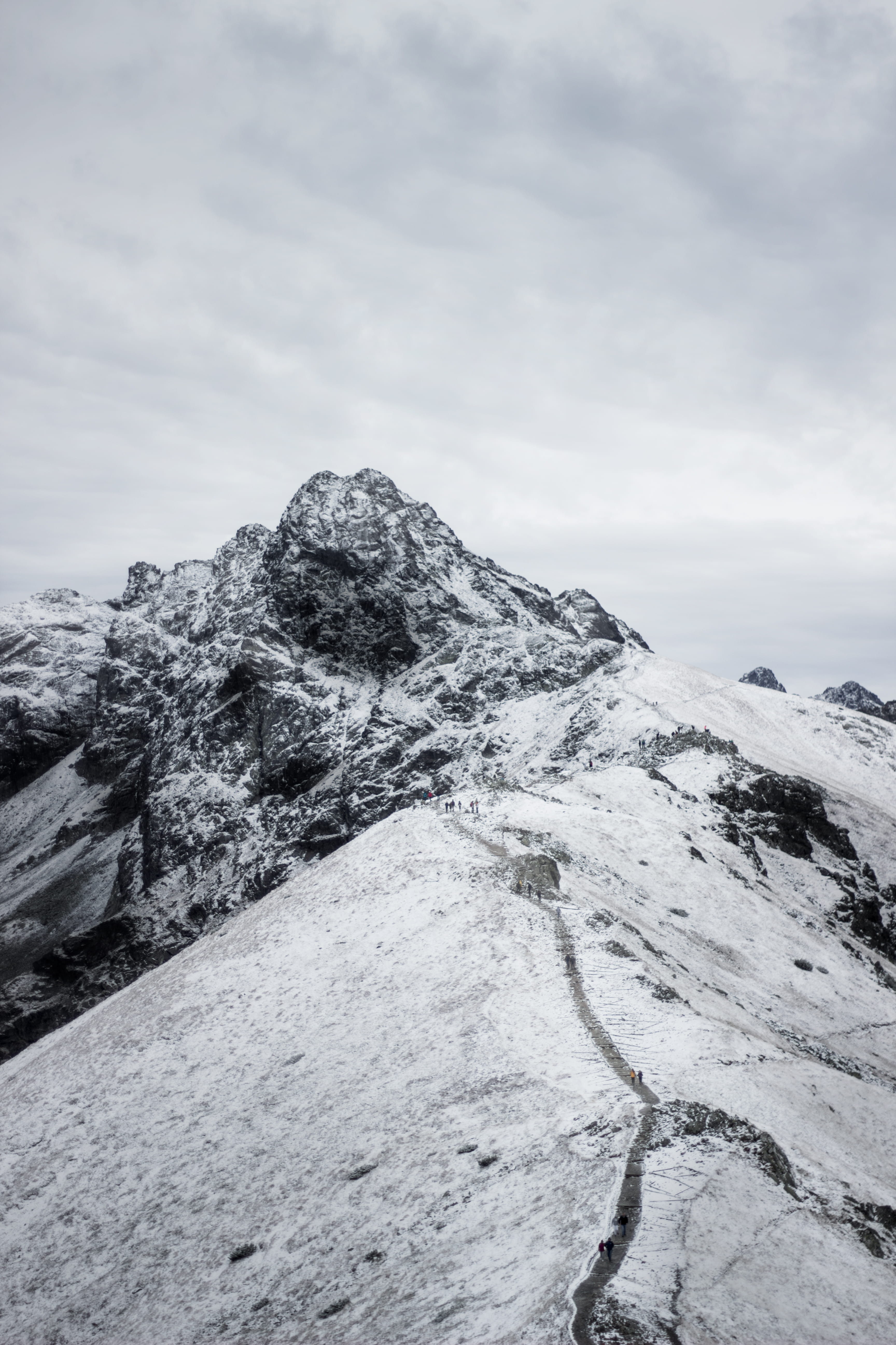 hike, daytime, adventure, peak, formation, glacier, mountain, piste, snowcapped mountain, covered, snow, beauty in nature, hiking, rock - object, white, Phone HD Wallpaper