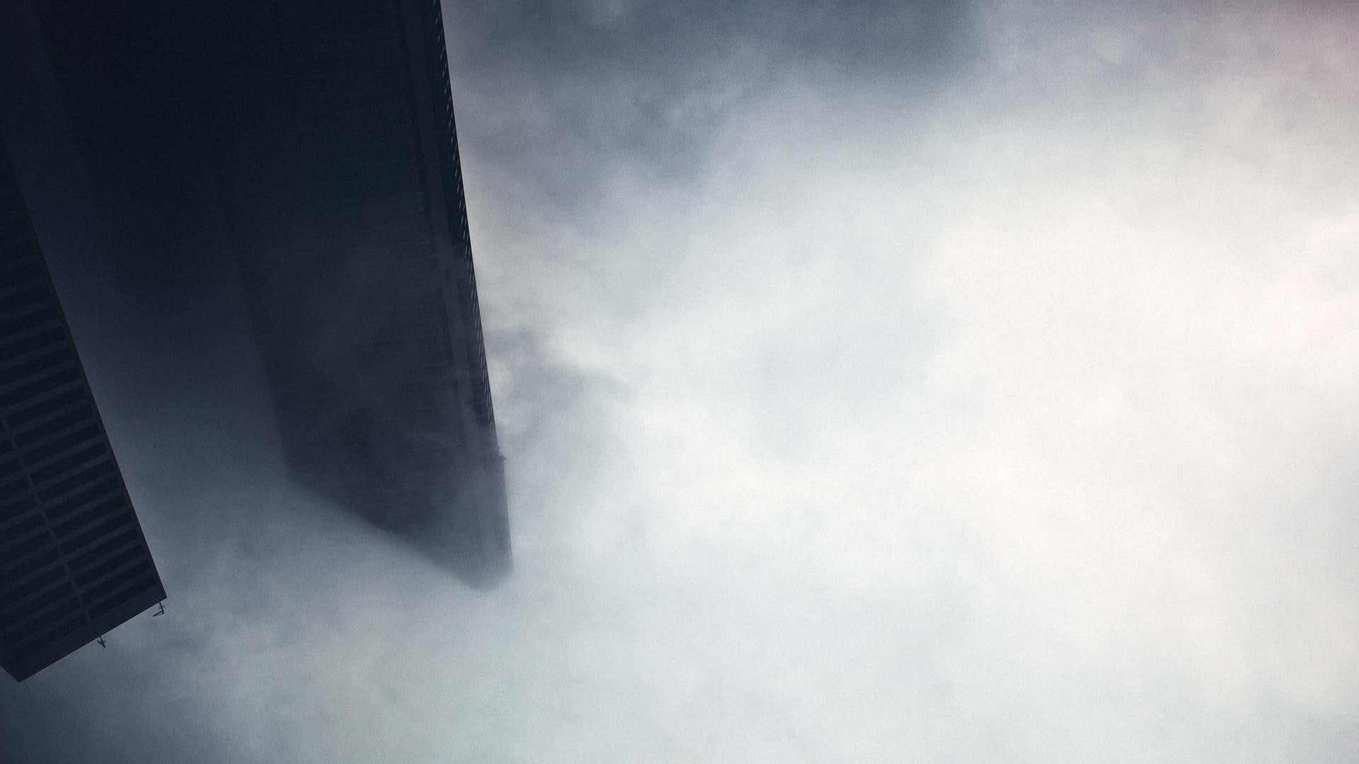 built structure, no people, building, outdoors, celebration, architecture, inverted, mist, cloud - sky, gray, building exterior, 1080P, day, fog, pollution, HD Wallpaper