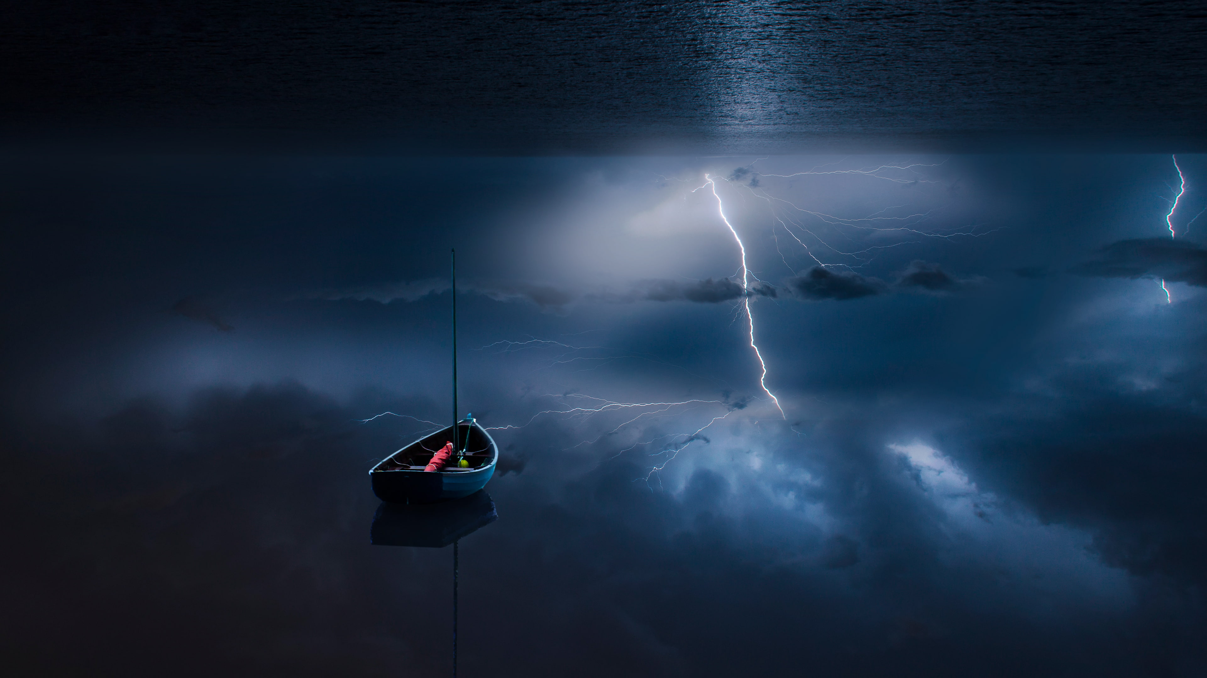 Storm, Inverted, Sea, 4K, k, HD Wallpaper