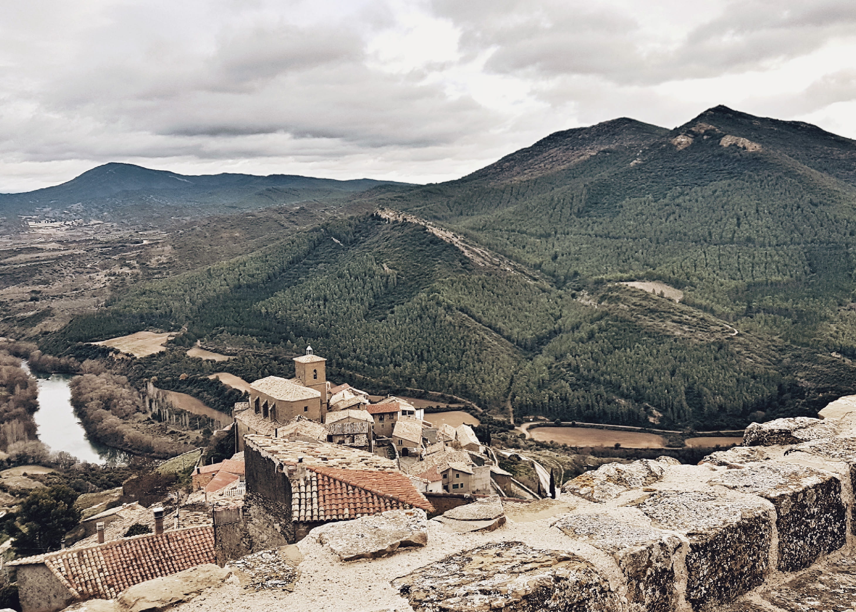 tranquility, aerial, sky, 2K, building exterior, mountain range, green, town, next, outdoors, architecture, photography, high angle view, old town, scenics - nature, HD Wallpaper