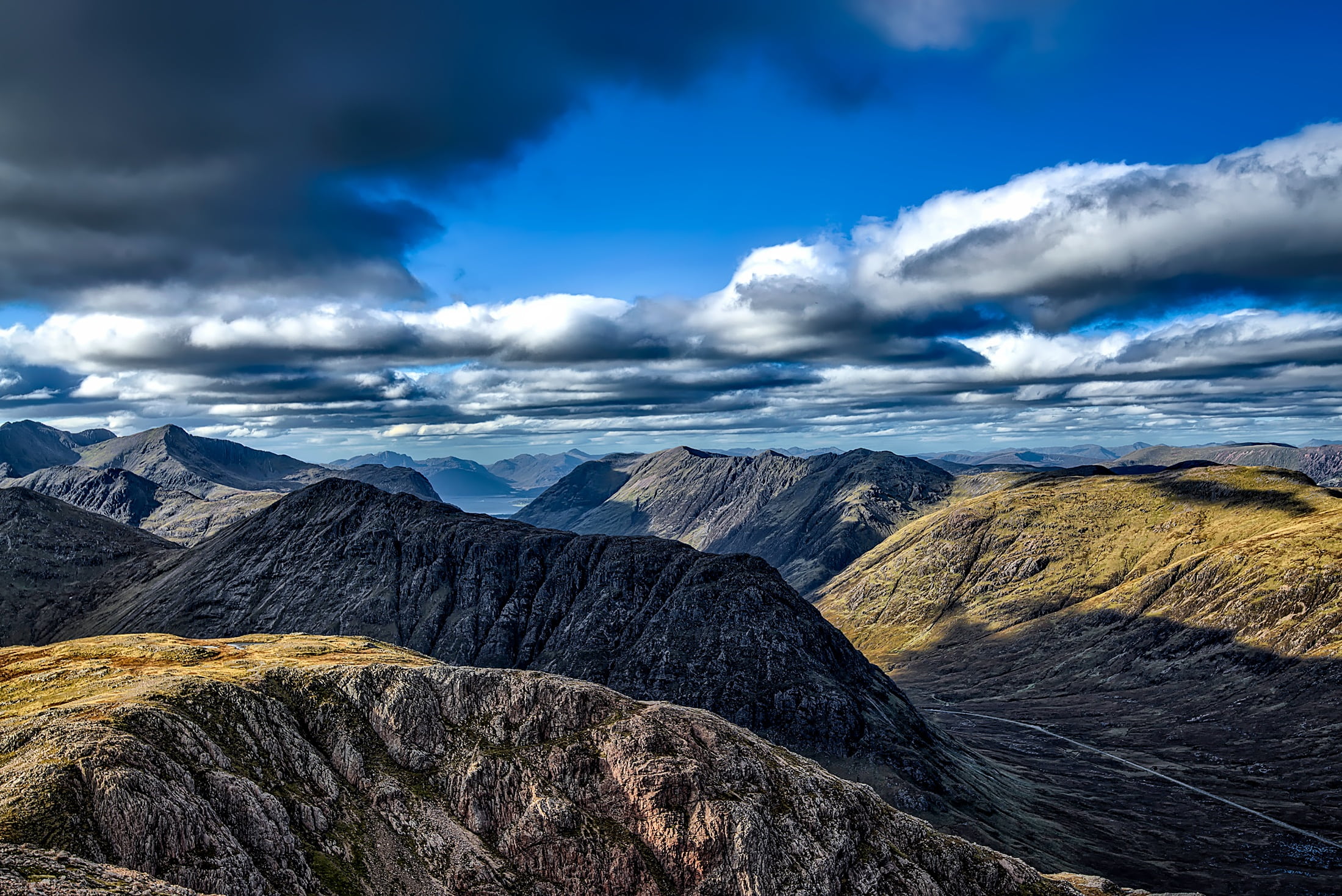 arid climate, scenic, land, scotland, cloud - sky, glen coe, hdr, rock, mountain range, autumn, beauty in nature, top, country, non-urban scene, no people, HD Wallpaper