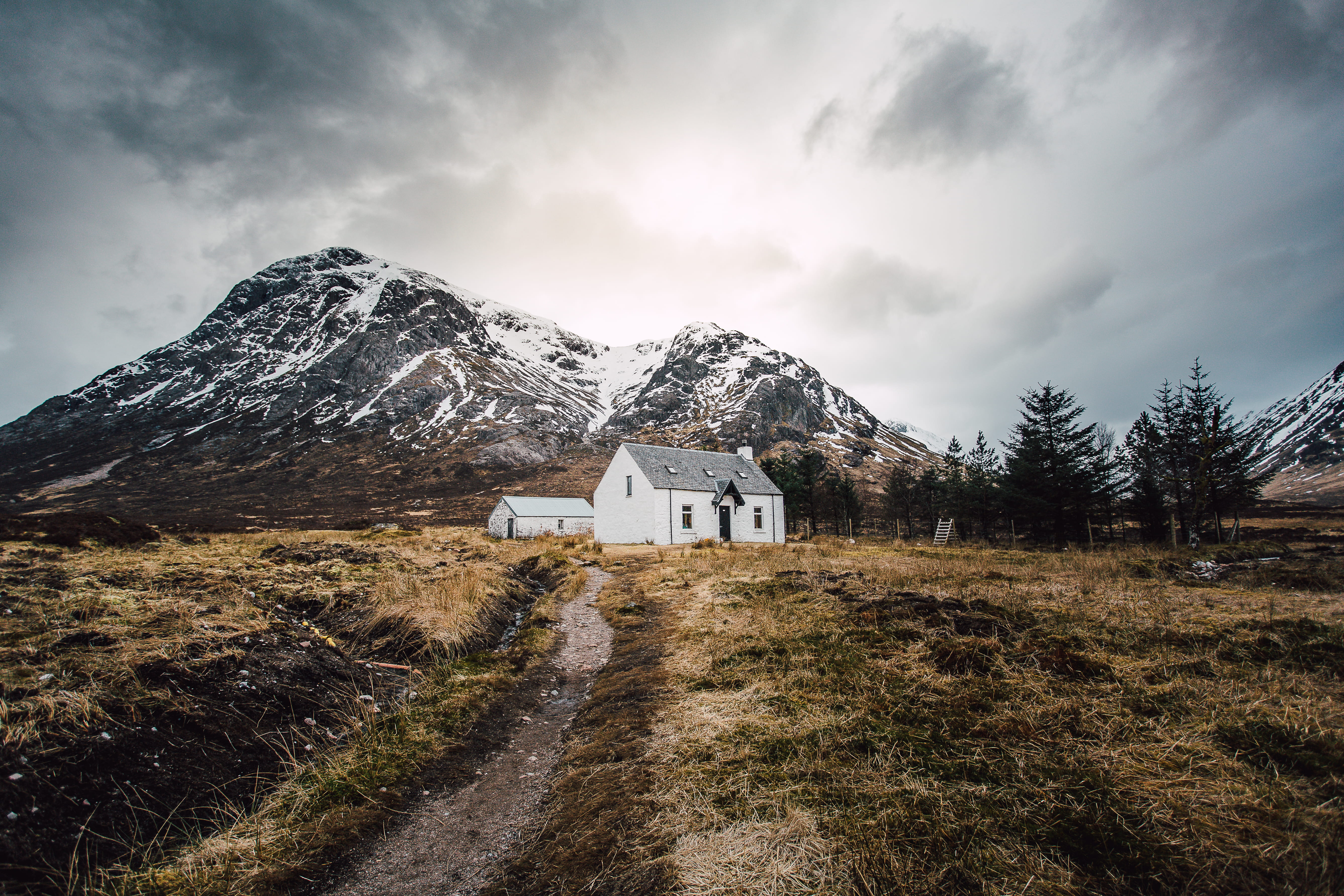 no people, outdoor, nimbus, nature, hut, winter, storey, snowcapped mountain, cottage, cold temperature, sky, near, mountain peak, environment, plant, building, HD Wallpaper