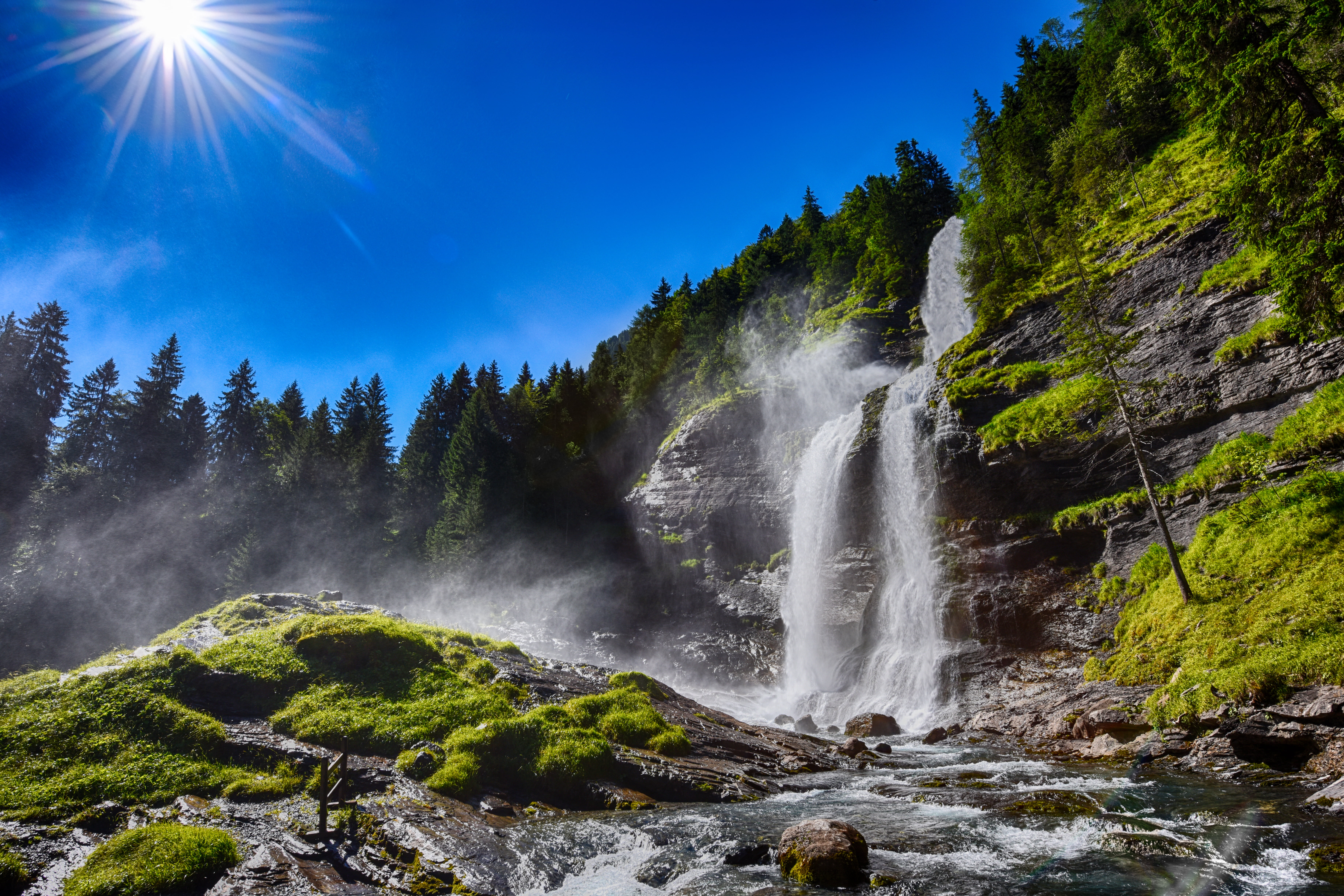 Sixt  Fer  à  Cheval, beauty In Nature, nature, Sixt Fer à Cheval, photo, Rouget, mountain, landscape, waterfall, water, Cascade, travel, scenics, cheval, HD Wallpaper