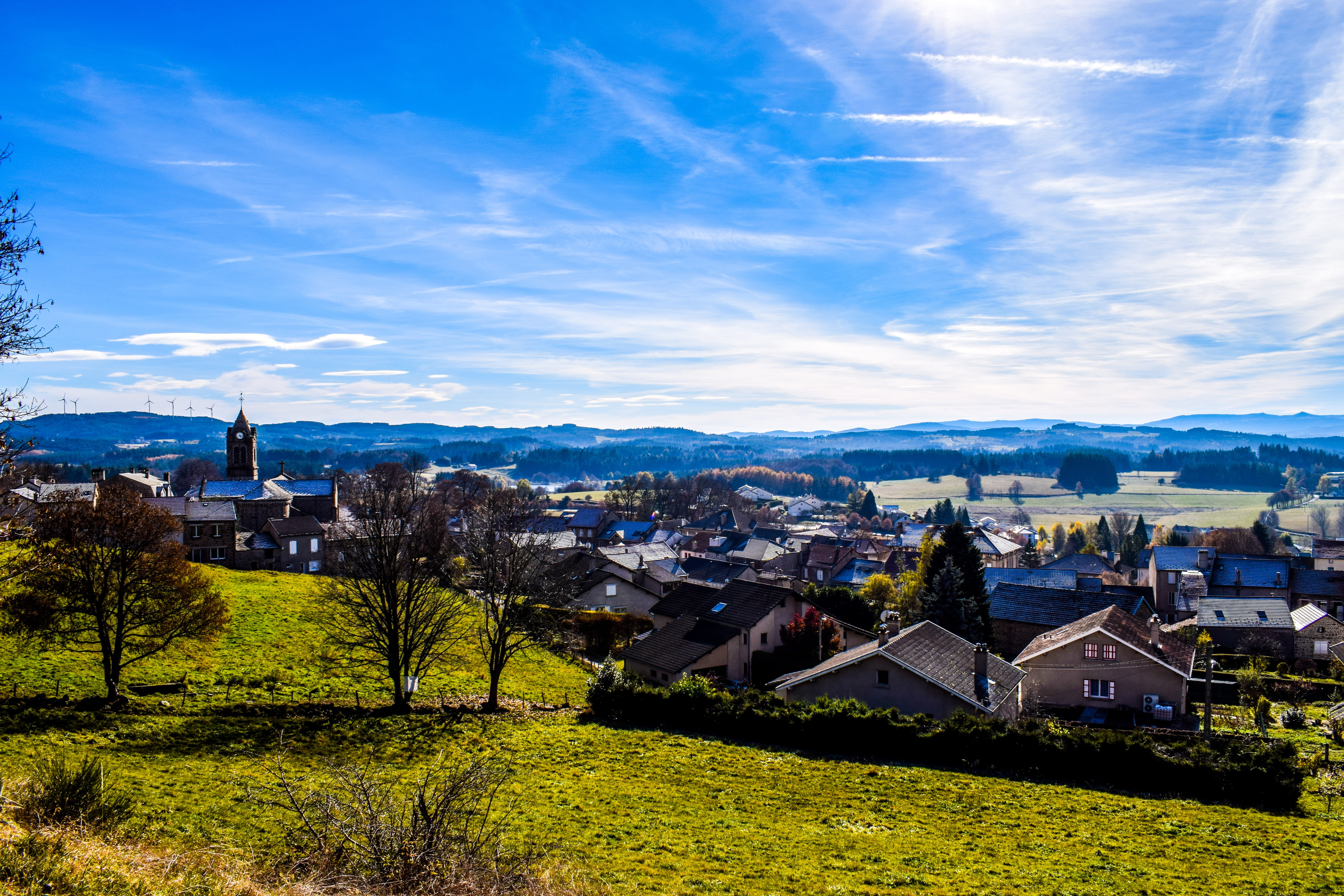 incredible, Village, winters, land, sky, city, sunlight, mountain, rhone alpes, magnificent, cloud - sky, Ardèche, building, nature, no people, panorama view, HD Wallpaper
