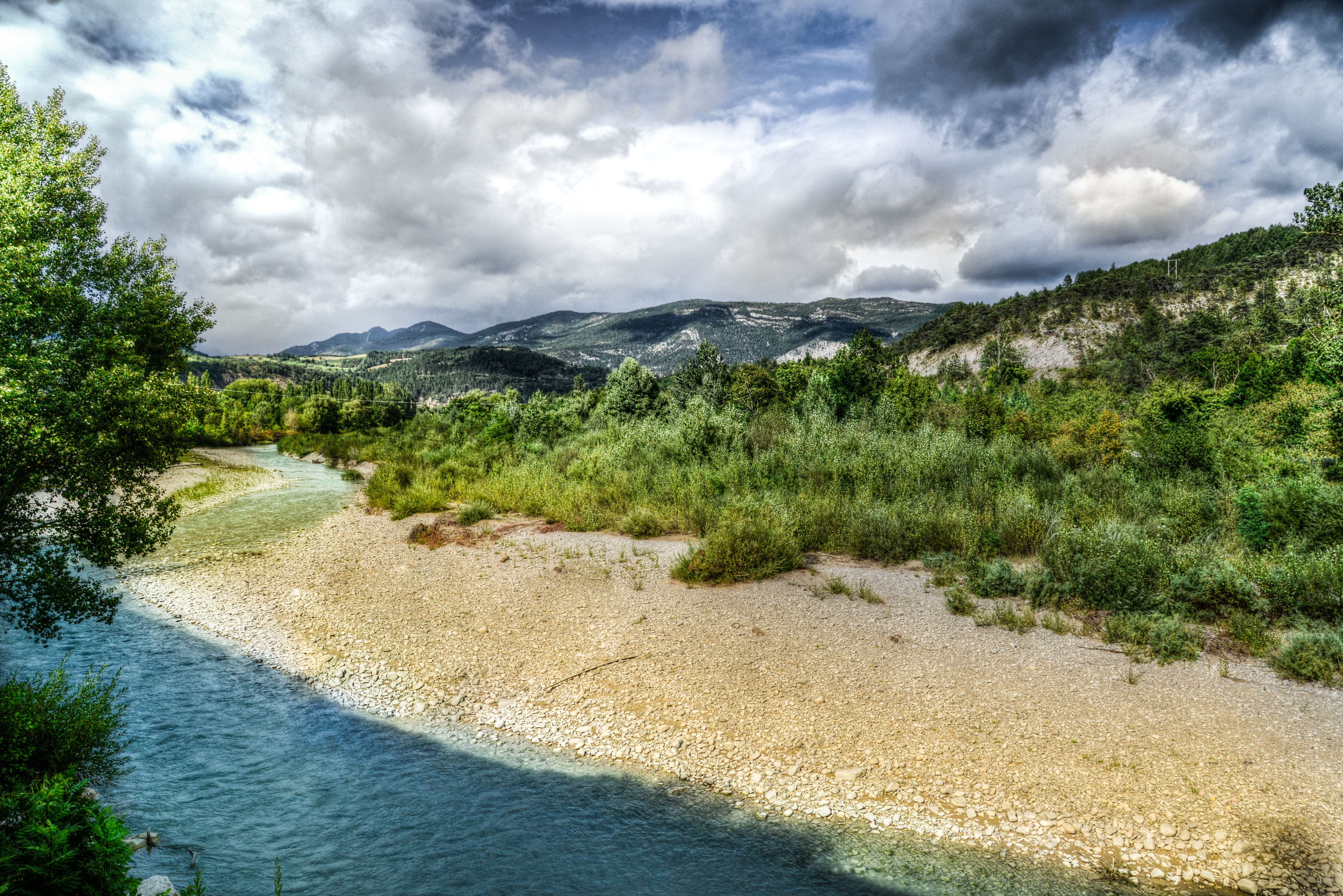 5K, cloud - sky, mountain peak, day, outside, cotes-du-rhone, drome, tree, water, sky, environment, non-urban scene, rhone, scenic, nature, tranquility, HD Wallpaper