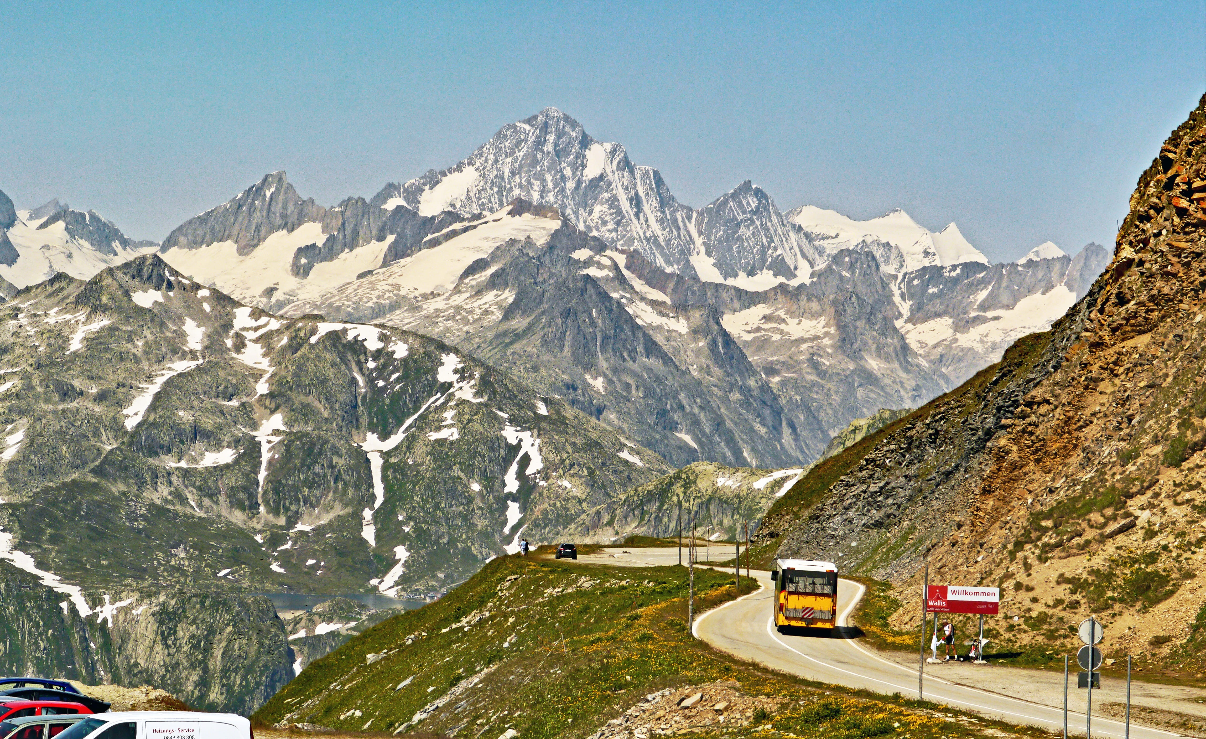 finsteraarhorn, 4K, bernese oberland, bergsee, cold temperature, mode of transportation, mountain range, totesee, winter, day, view from the furka pass, HD Wallpaper