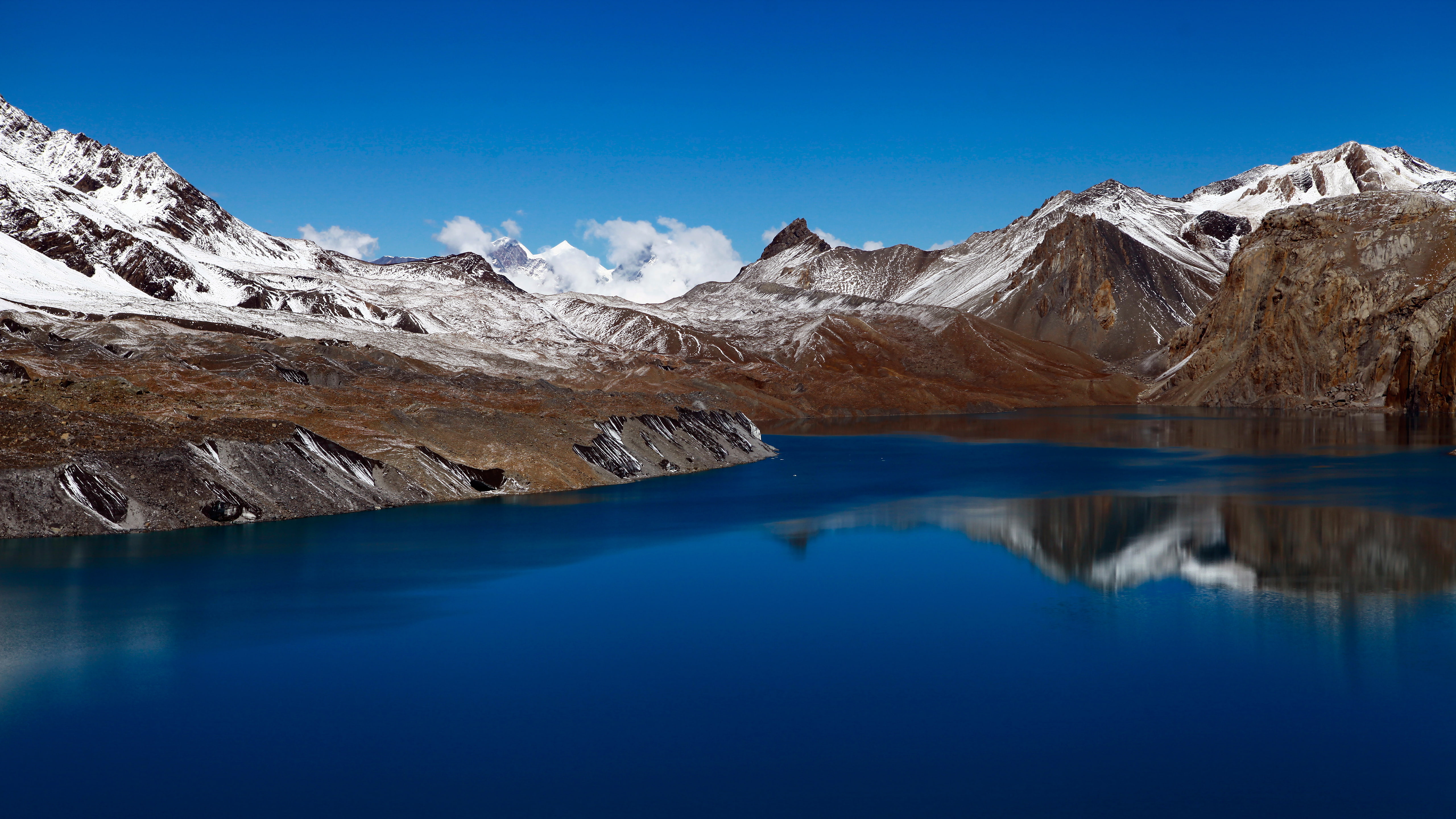 Snow mountains, Tilicho Lake, 5K, 5K, HD Wallpaper