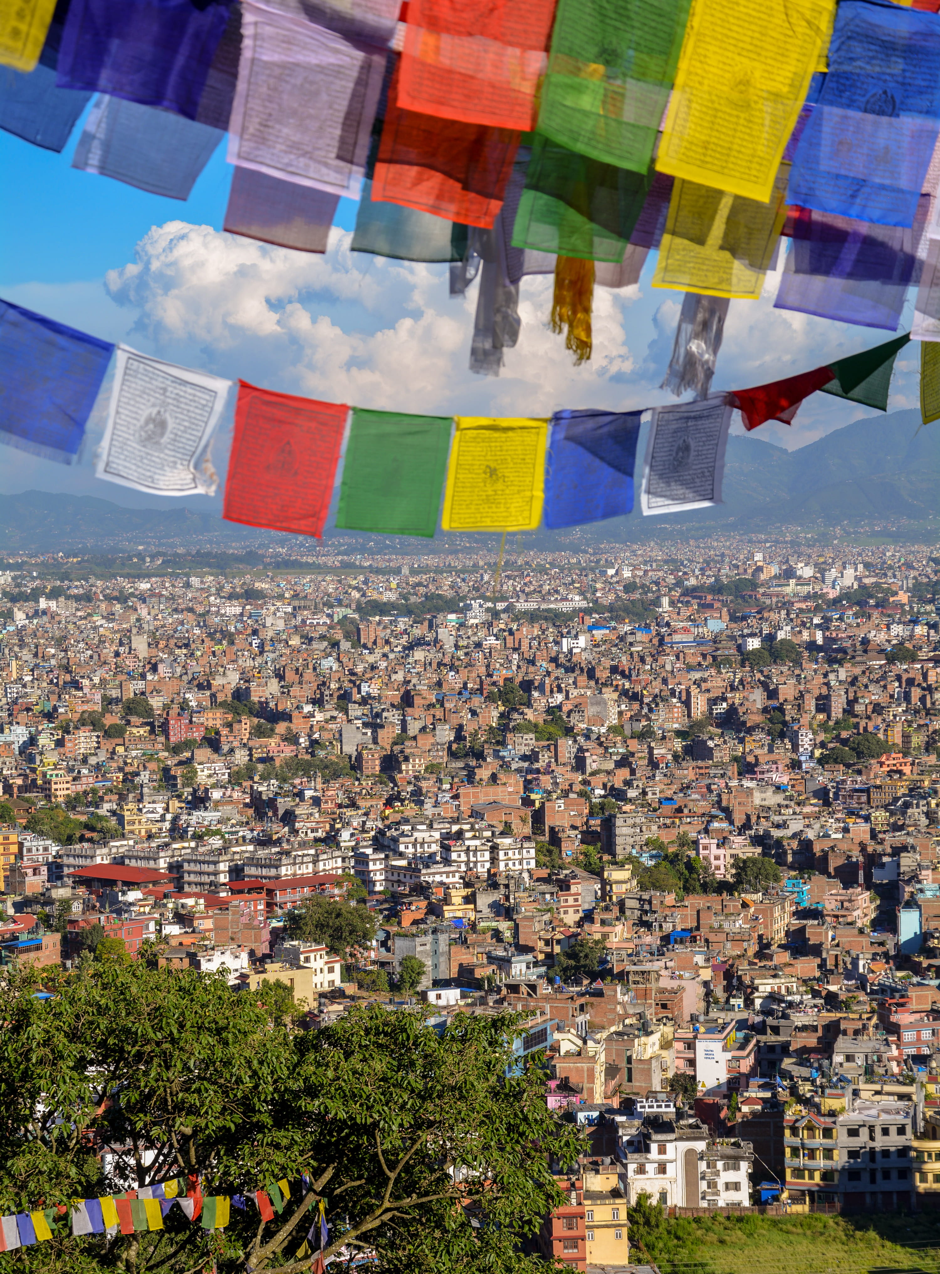 day, crowded, sky, cityscape, built structure, city, kathmandu, buildings, multi colored, crowd, religion, belief, 4K, building exterior, residential district, Phone HD Wallpaper