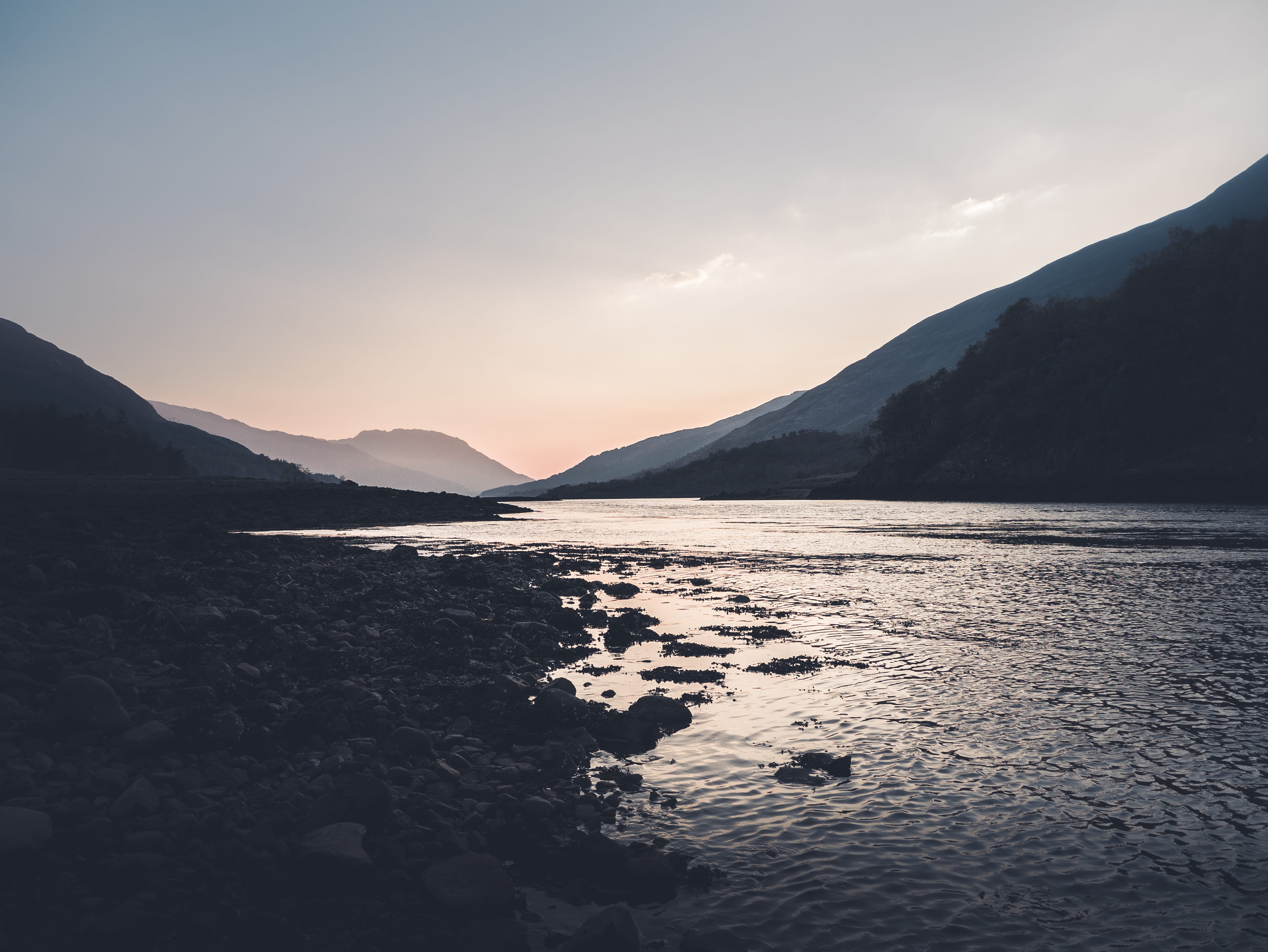 beauty in nature, land, tranquil scene, 4K, tranquility, mountain, united kingdom, no people, glencoe, cloud - sky, remote, mountains, non-urban scene, HD Wallpaper