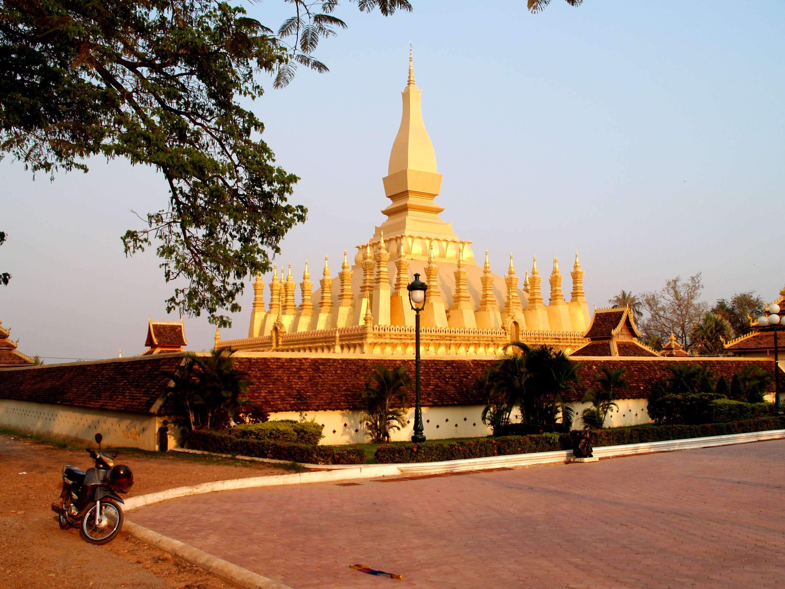 travel destinations, spirituality, vientiane, land vehicle, religion, mode of transportation, transportation, monument, belief, outdoors, place of worship, HD Wallpaper