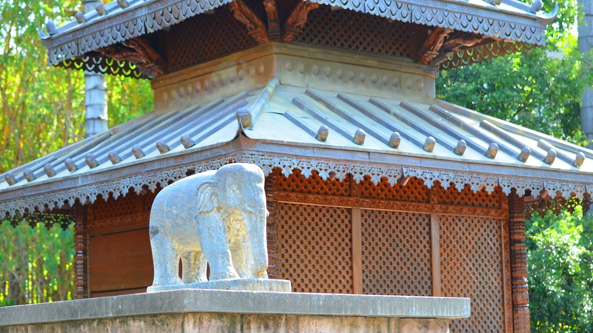 Statue, Elephant, Pagoda, Brisbane, 1080P, Man Made, Australia, Nepalese Pagoda, Architecture, HD Wallpaper