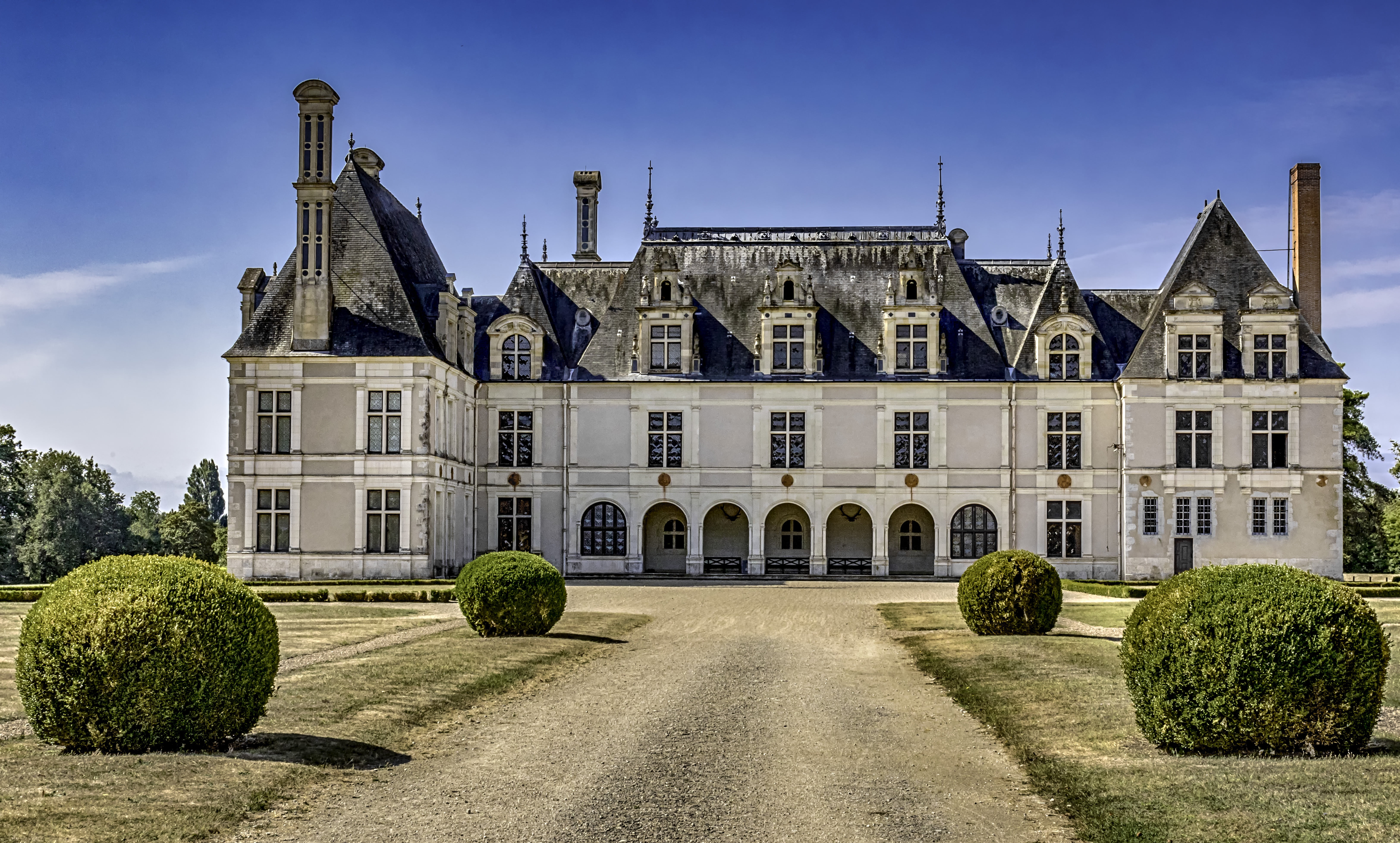 facade, house, built structure, the past, building exterior, cultures, mansion, landscape, architecture, garden, sky, residential district, building, hedge, HD Wallpaper