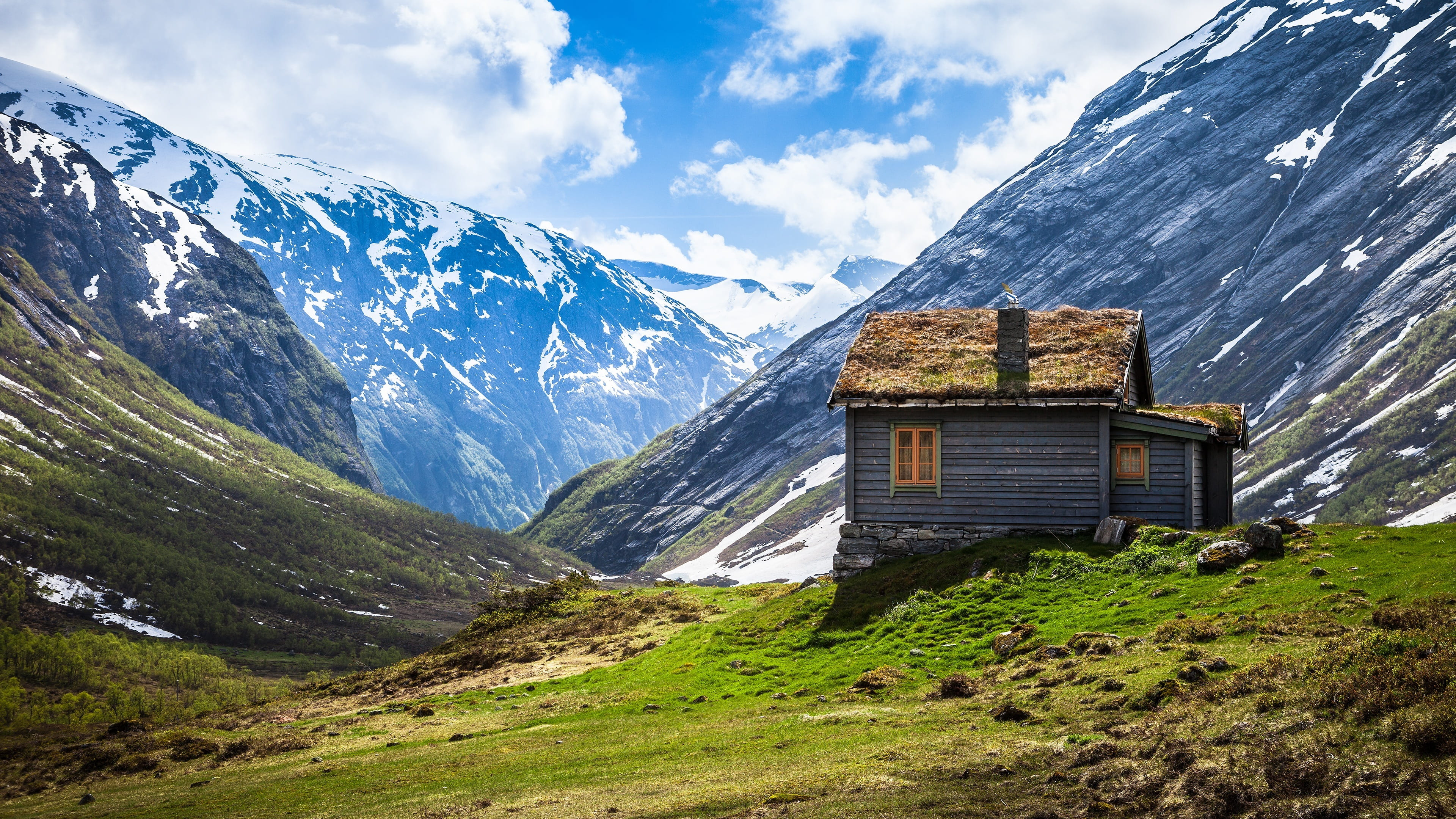 old, outdoors, on top, landscape, land, valley, day, architecture, brown, home, cloud - sky, rustic, snow, photo, top, mountain, snowcapped mountain, remote, HD Wallpaper