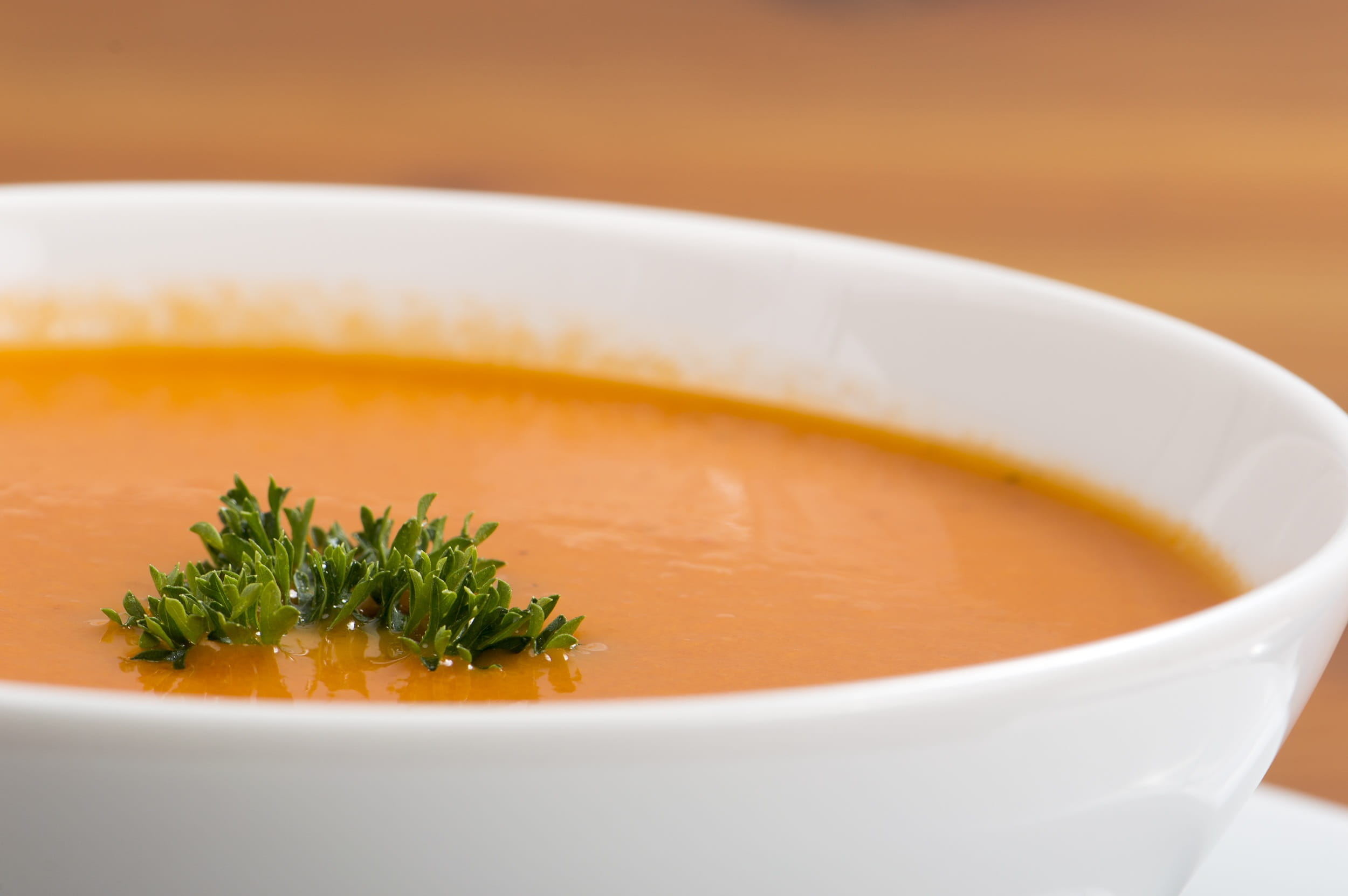 bowl, dish, vegetarian, drink, restaurant, cultures, indoors, wellbeing, soup, healthy food, refreshment, freshness, Tomato Soup, natural, herb, photo, HD Wallpaper