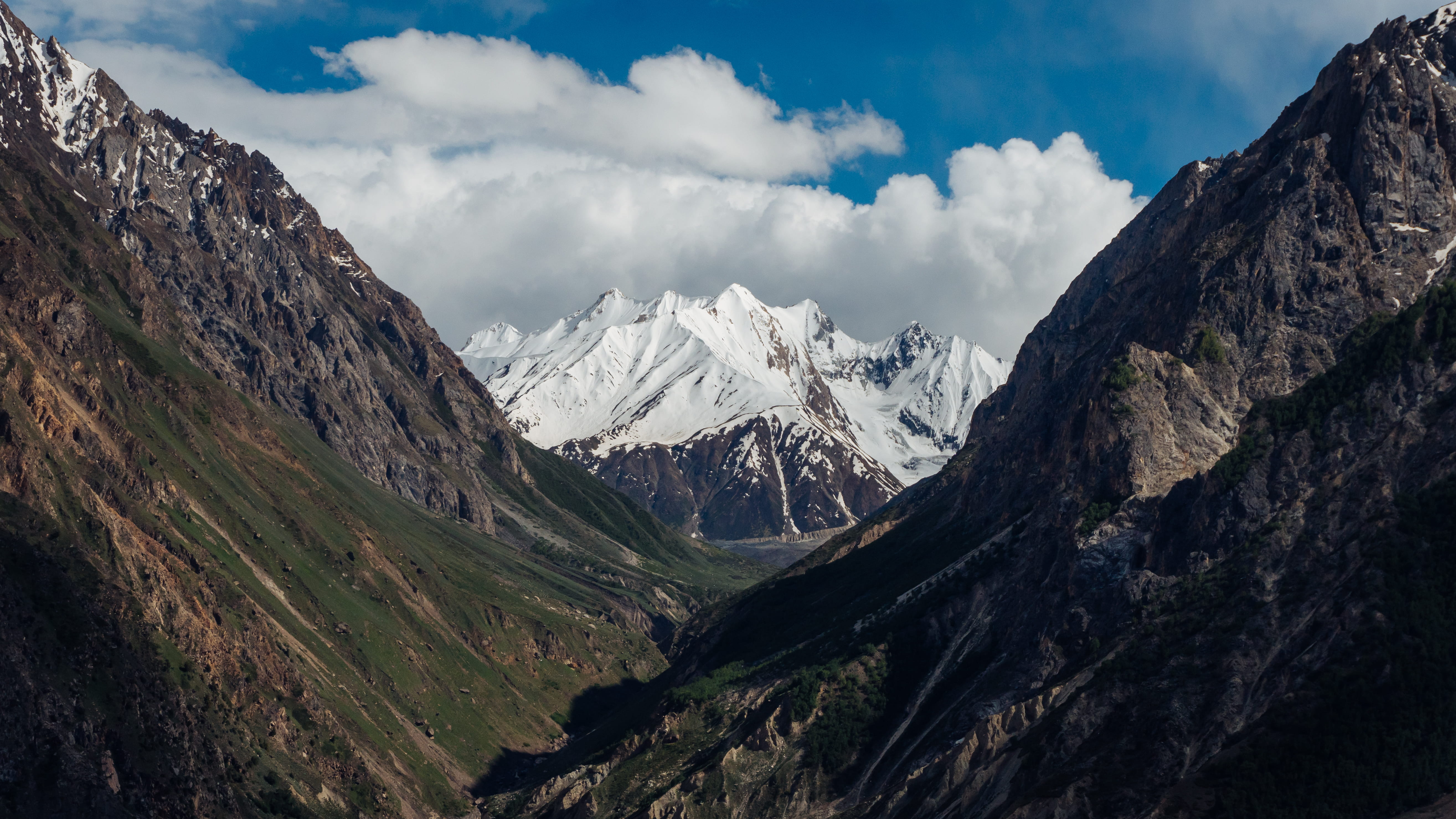 rock, landscape, environment, sky, clouds, mountains, cloud - sky, nature, formation, snowcapped mountain, winter, cold temperature, day, tranquility, mountaineering, HD Wallpaper