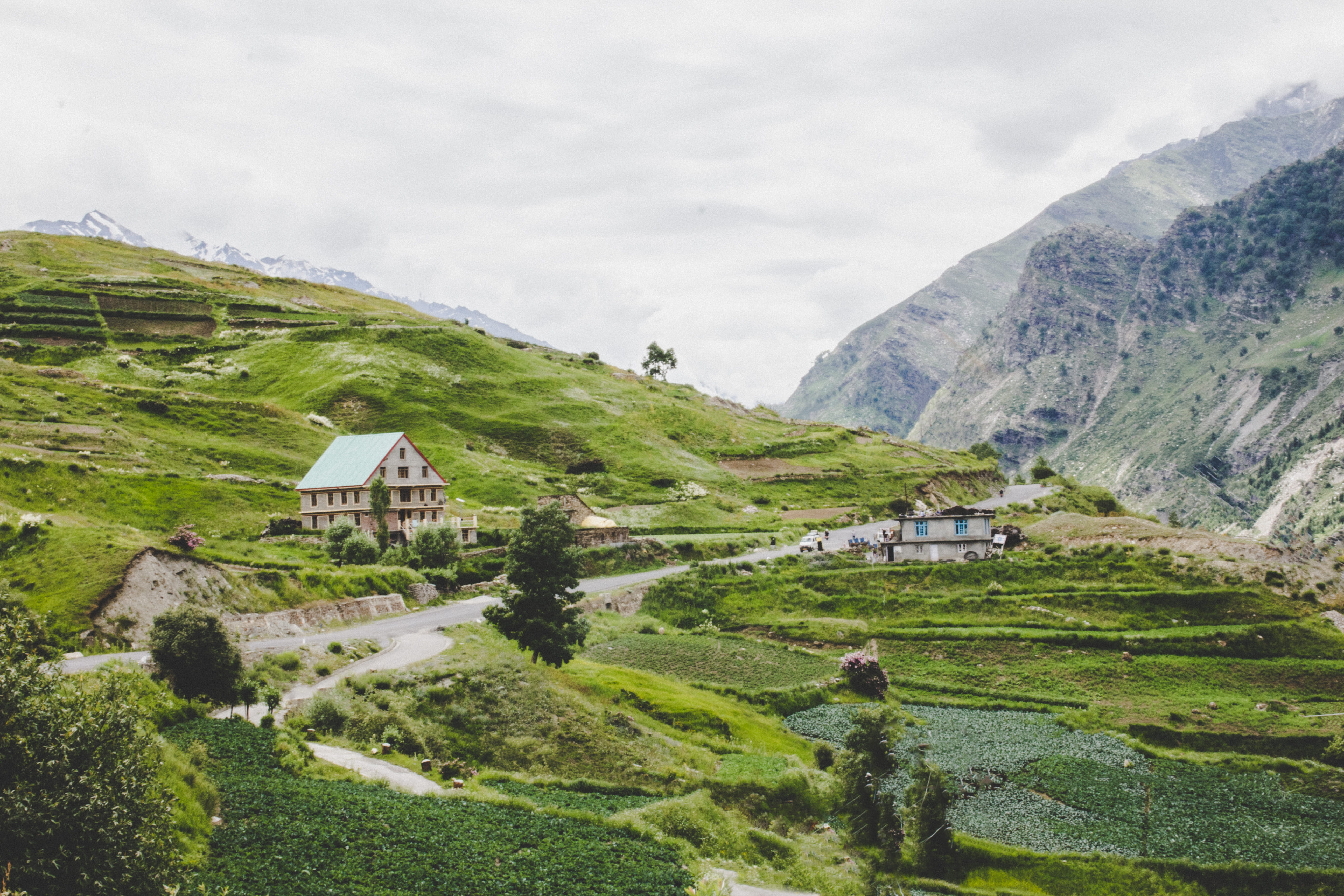 architecture, sky, mountains, outdoors, day, himalayas, beauty in nature, nature, grass, plant, scenics - nature, mountain, green color, built structure, HD Wallpaper