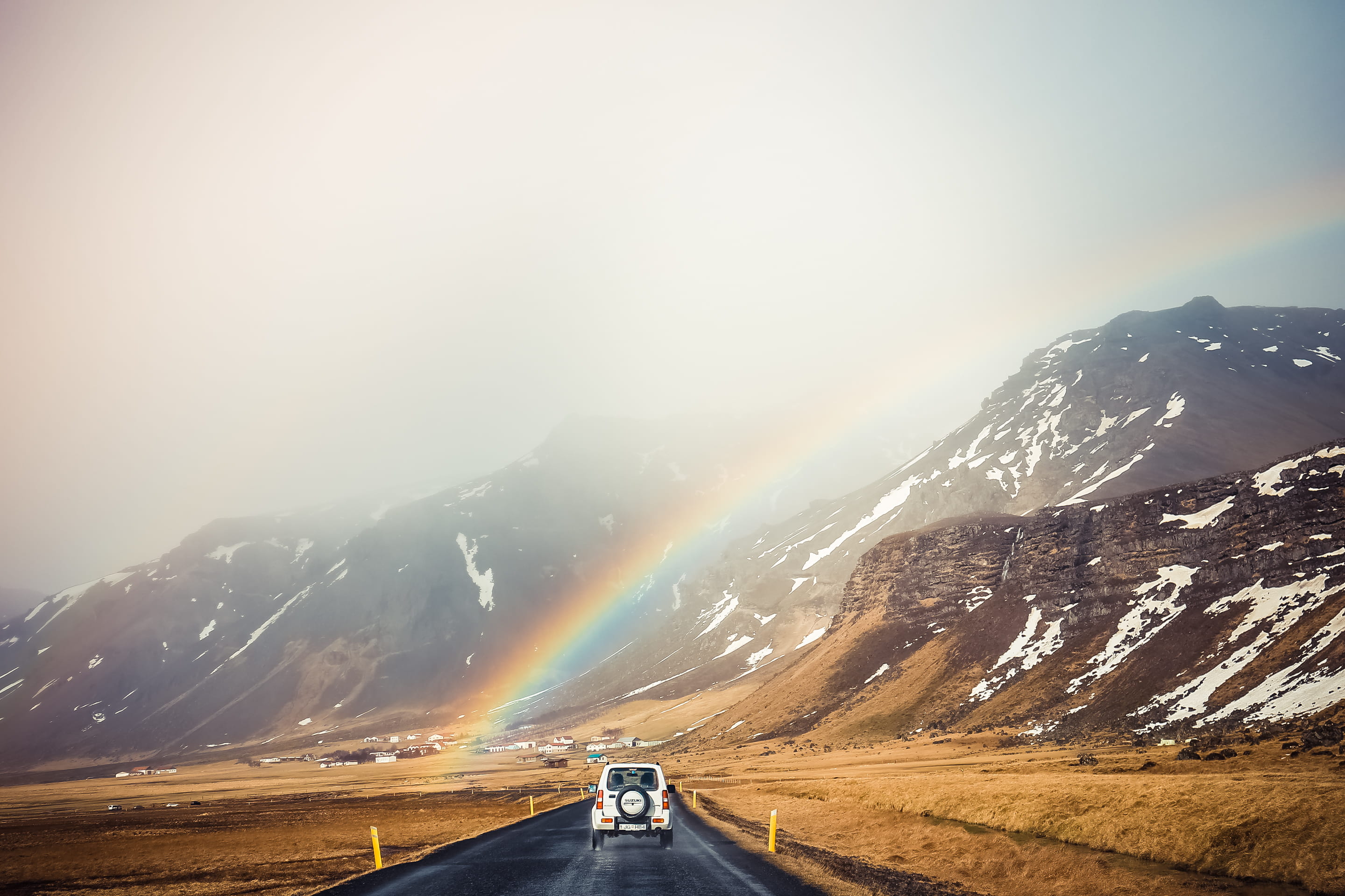 4x4, mountains, scenics - nature, on the move, distance, cloud, iceland, road trip, travel, environment, white, travelling, route, rain, sky, adventure, HD Wallpaper