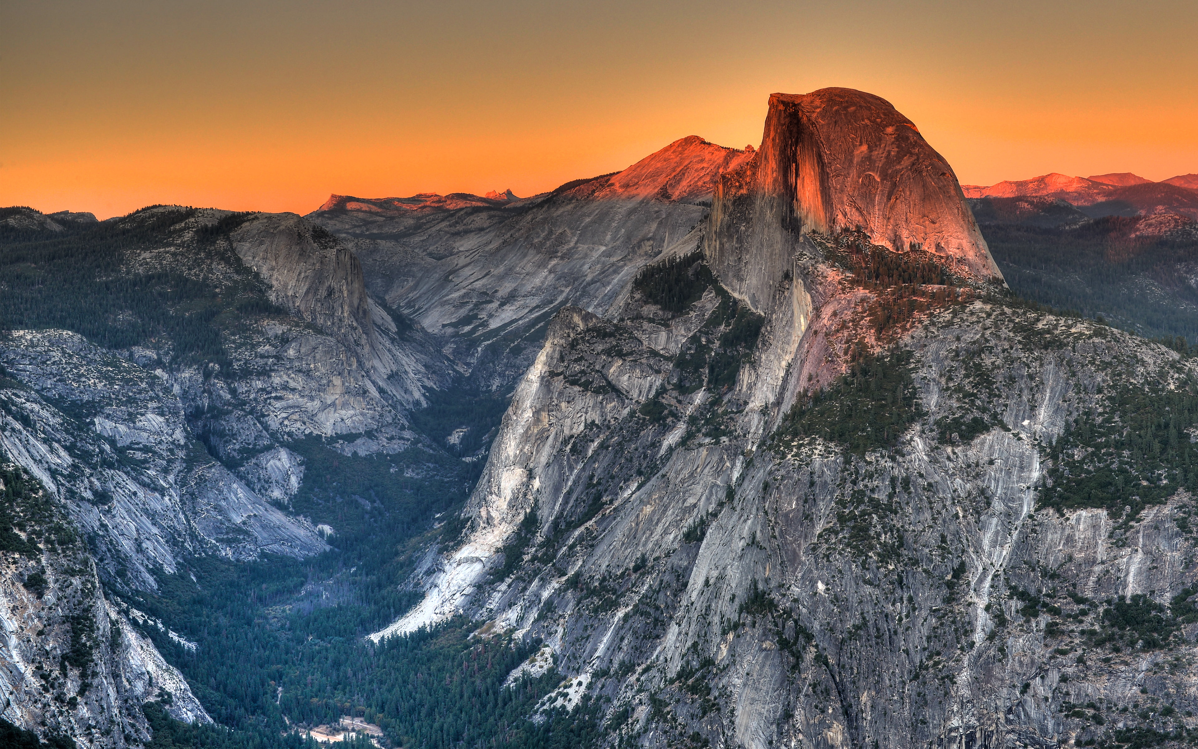 idyllic, rock, mountains, landscape, physical geography, halfdome, environment, no people, california, tranquility, beauty in nature, arid climate, tranquil scene, HD Wallpaper