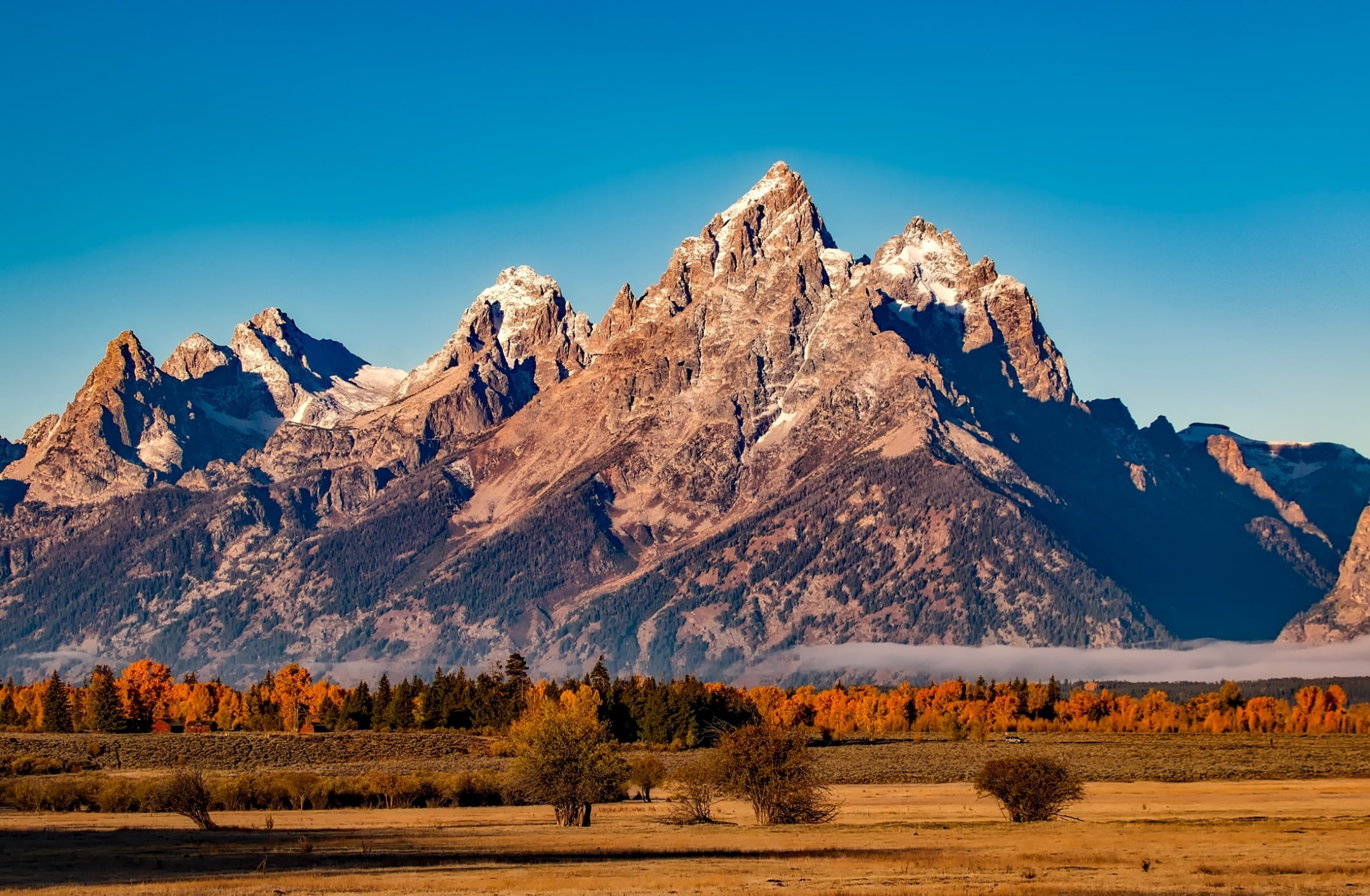 Autumn, Forest, rock, environment, Fall, Outdoors, grandteton, Travel, Clouds, tranquil scene, rock - object, snow, non-urban scene, teton, Rural, eroded, HD Wallpaper