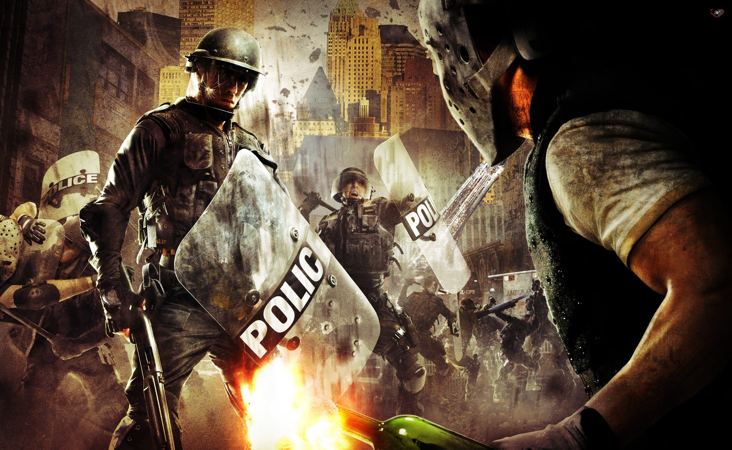  Game, text, built structure, video game, police, protection, protective workwear, representation, Artwork, human representation, occupation, HD Wallpaper